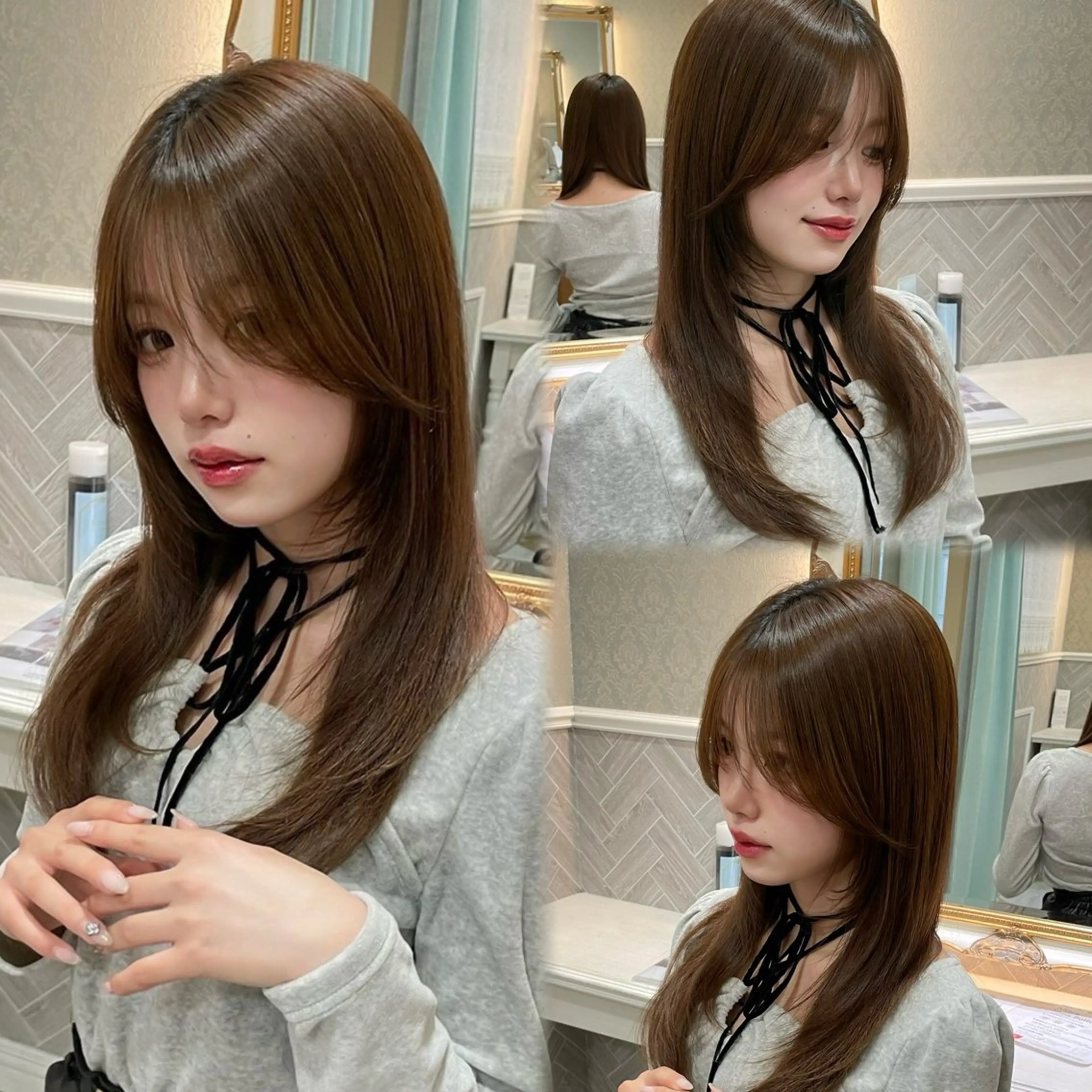 セミロング 髪質改善 韓国風ヘア レイヤーカット 縮毛矯正 酸性ストレート カット ヘアカラー 縮毛矯正 トリートメント 美髪縮毛矯正🤍 髪質改善/Shinaのヘアスタイル