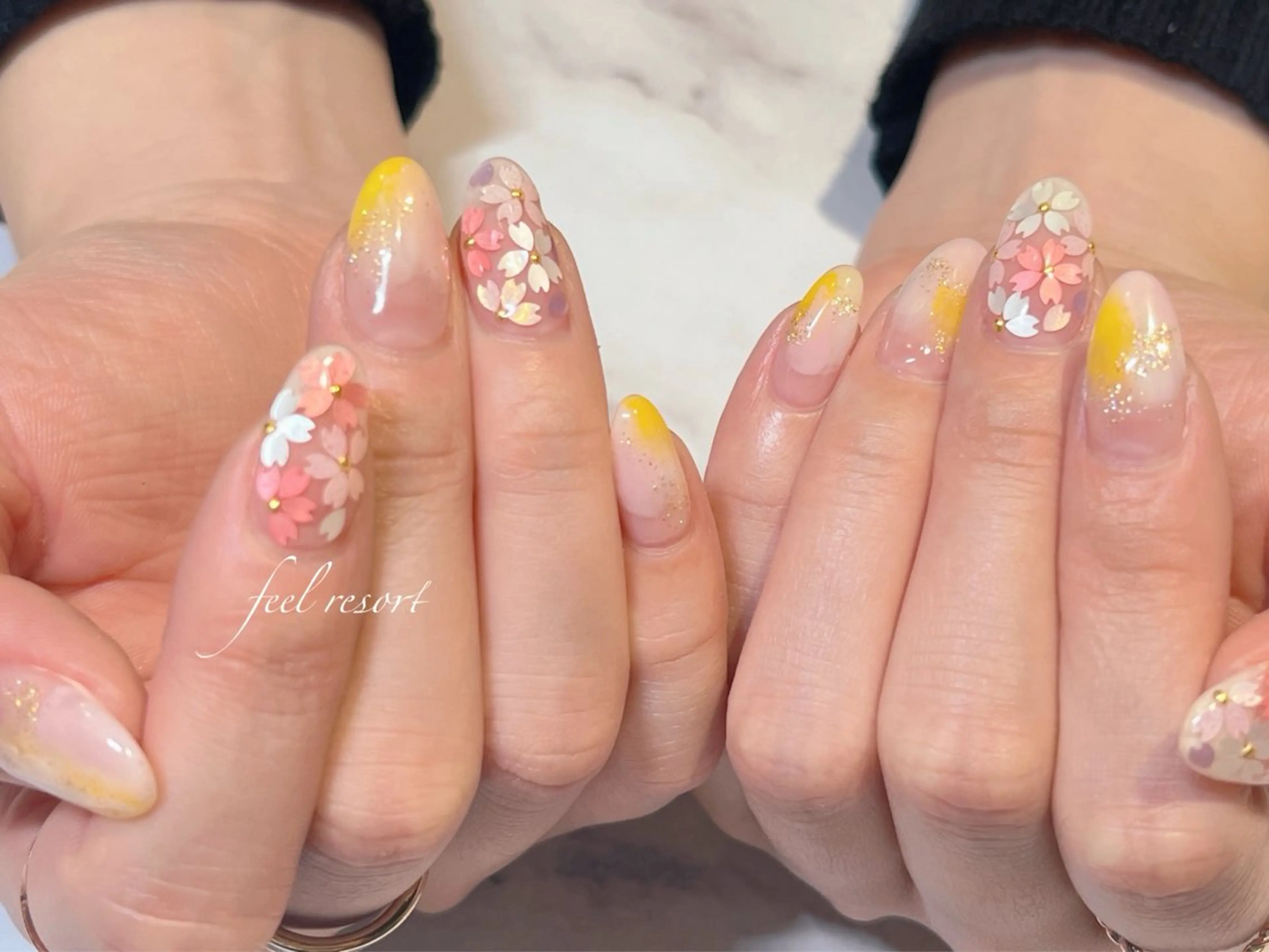 ネイル 桜ネイル 長さ出し フットネイル フレンチネイル ジェルネイル ハンドネイル Lien（リアン） 銀座駅6分のネイルデザイン