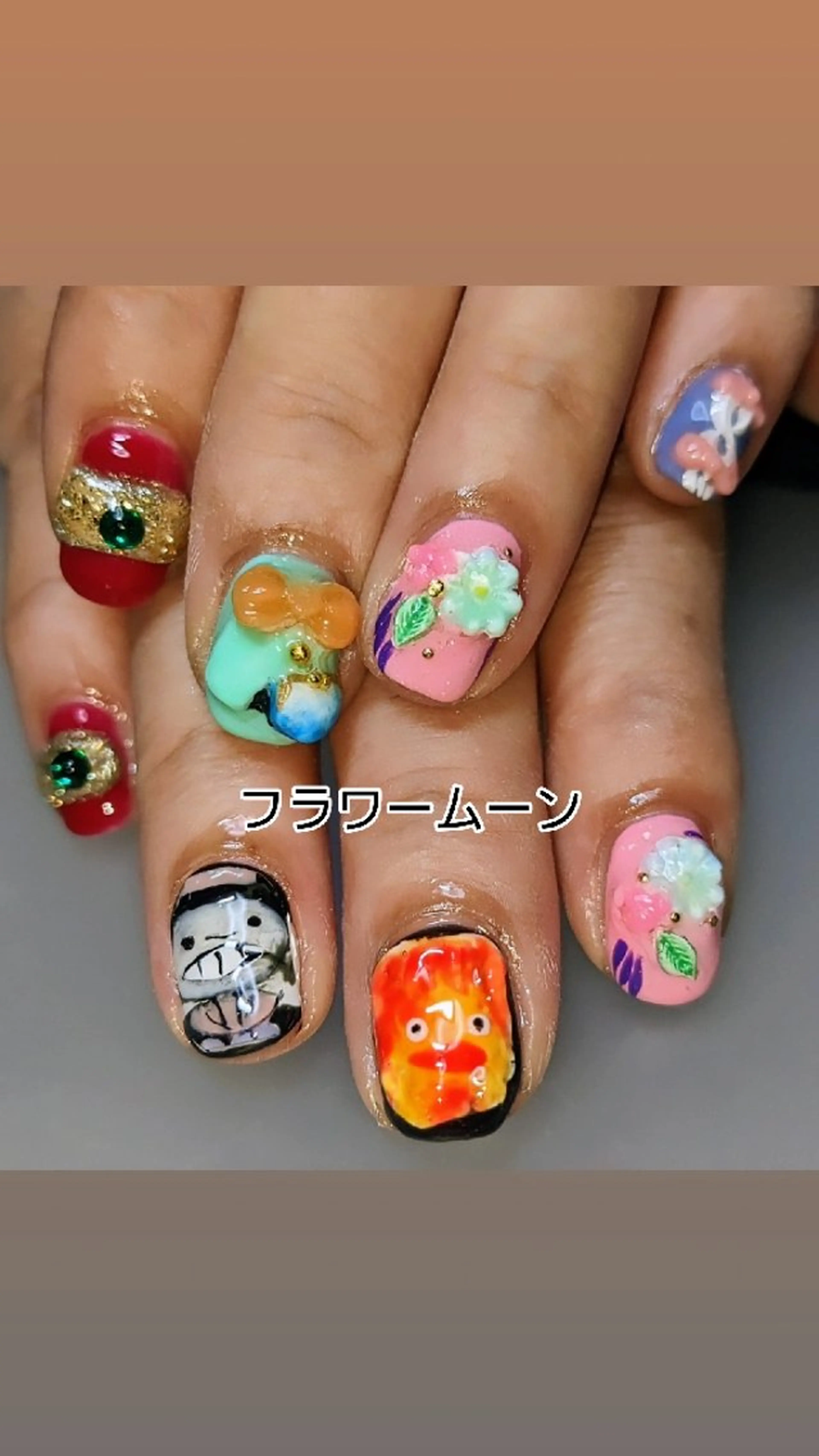 ネイル ハンドネイル ハンドケア フラワー ムーンのネイルデザイン