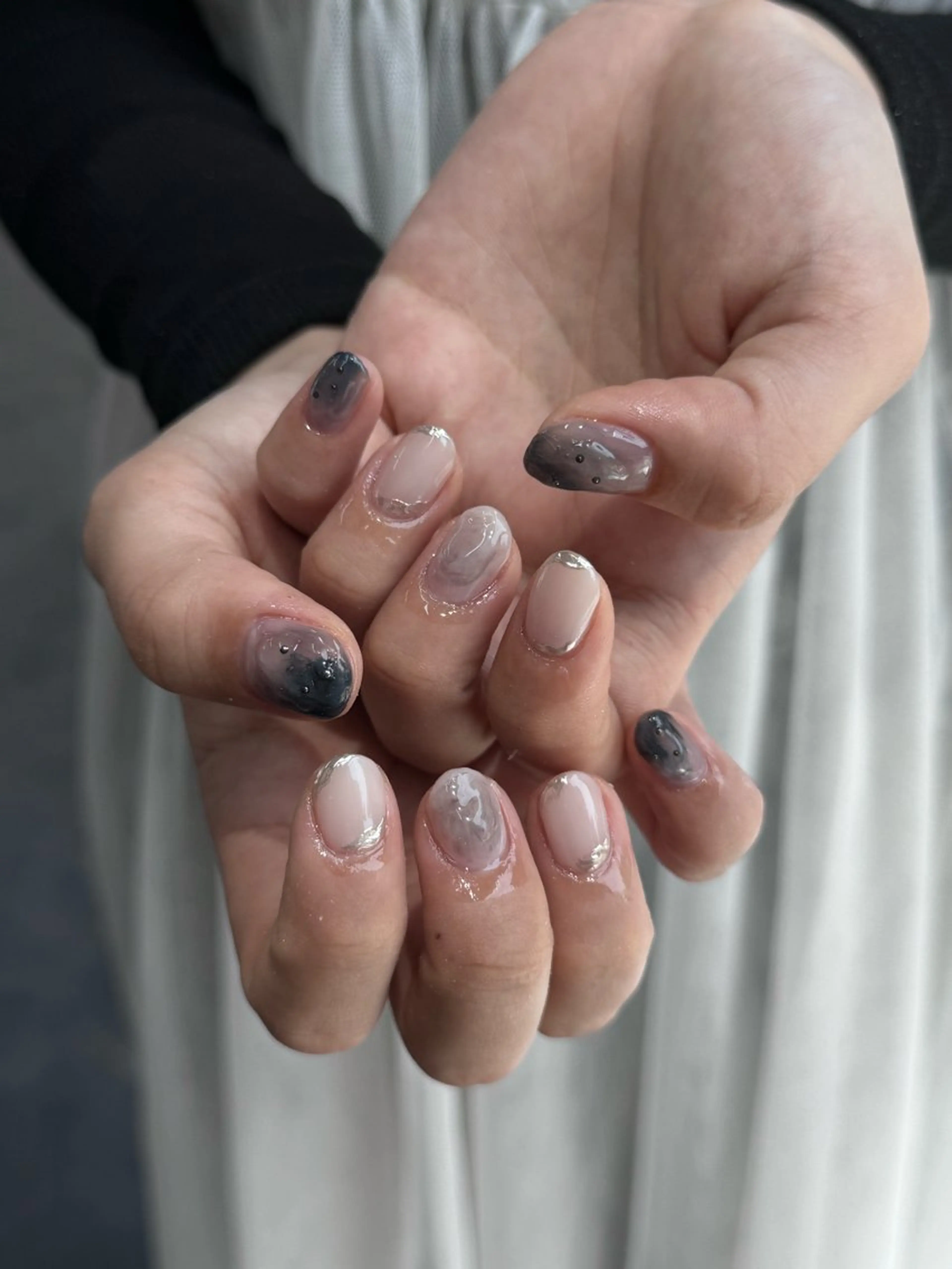 ネイル フレンチネイル マグネットネイル メンズネイル ニュアンスネイル ワンカラーネイル ハンドネイル GRANDE大須 Cecil💜のネイルデザイン