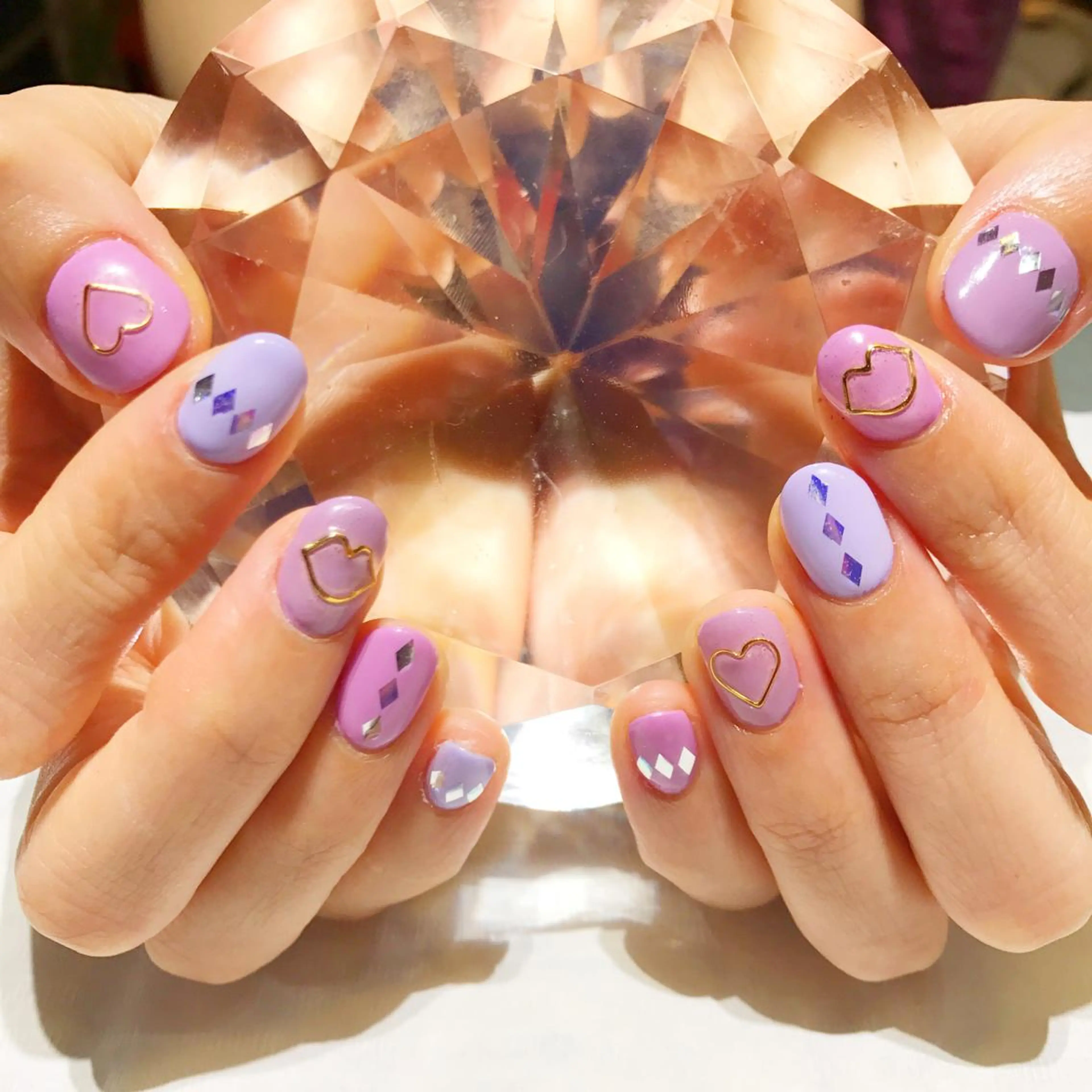 ネイル ハート パープル YUN 💅のネイルデザイン