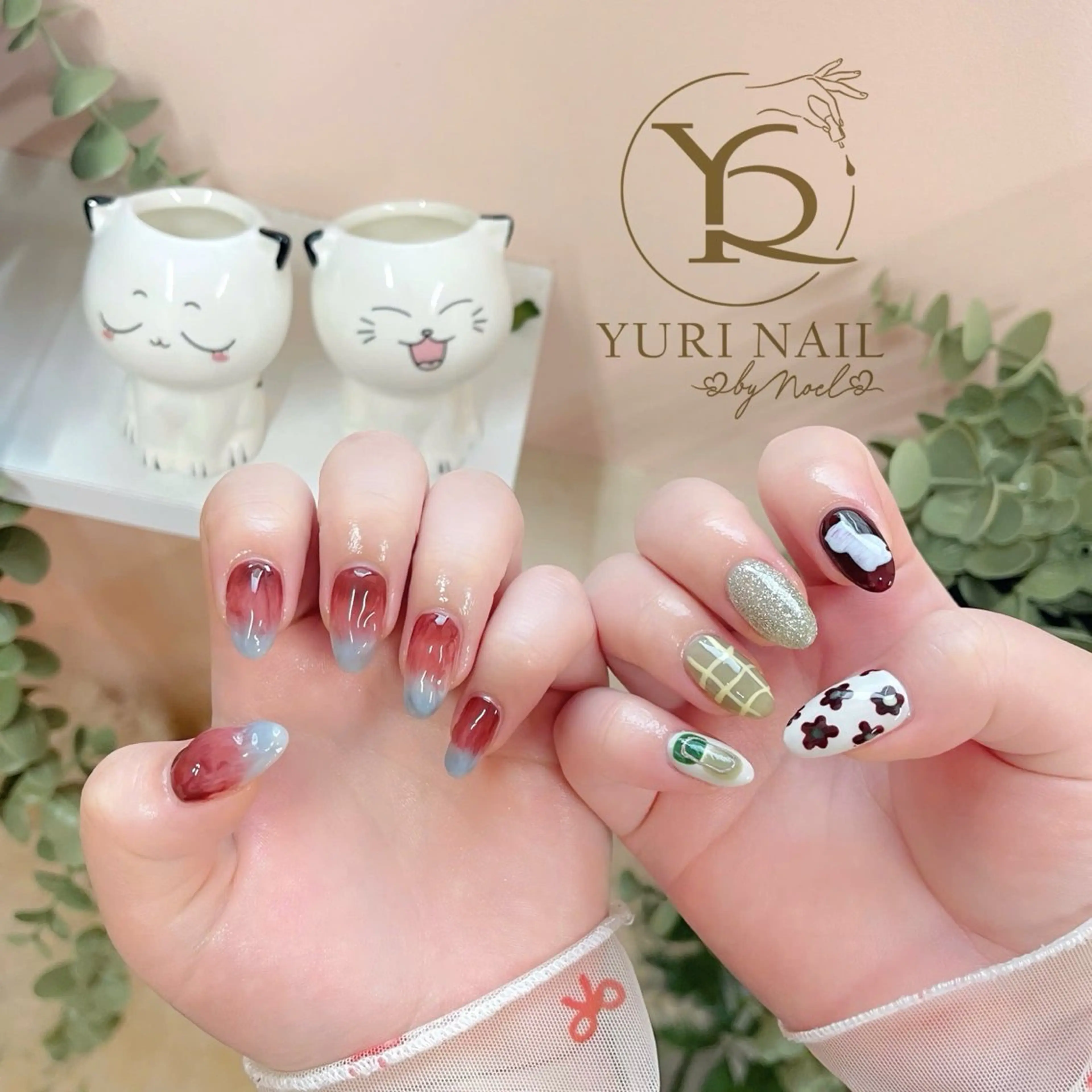 ネイル チークネイル フットネイル フレンチネイル 韓国ネイル マグネットネイル ハンドネイル フットネイル ハンドケア YURI Nail Funabashiのネイルデザイン