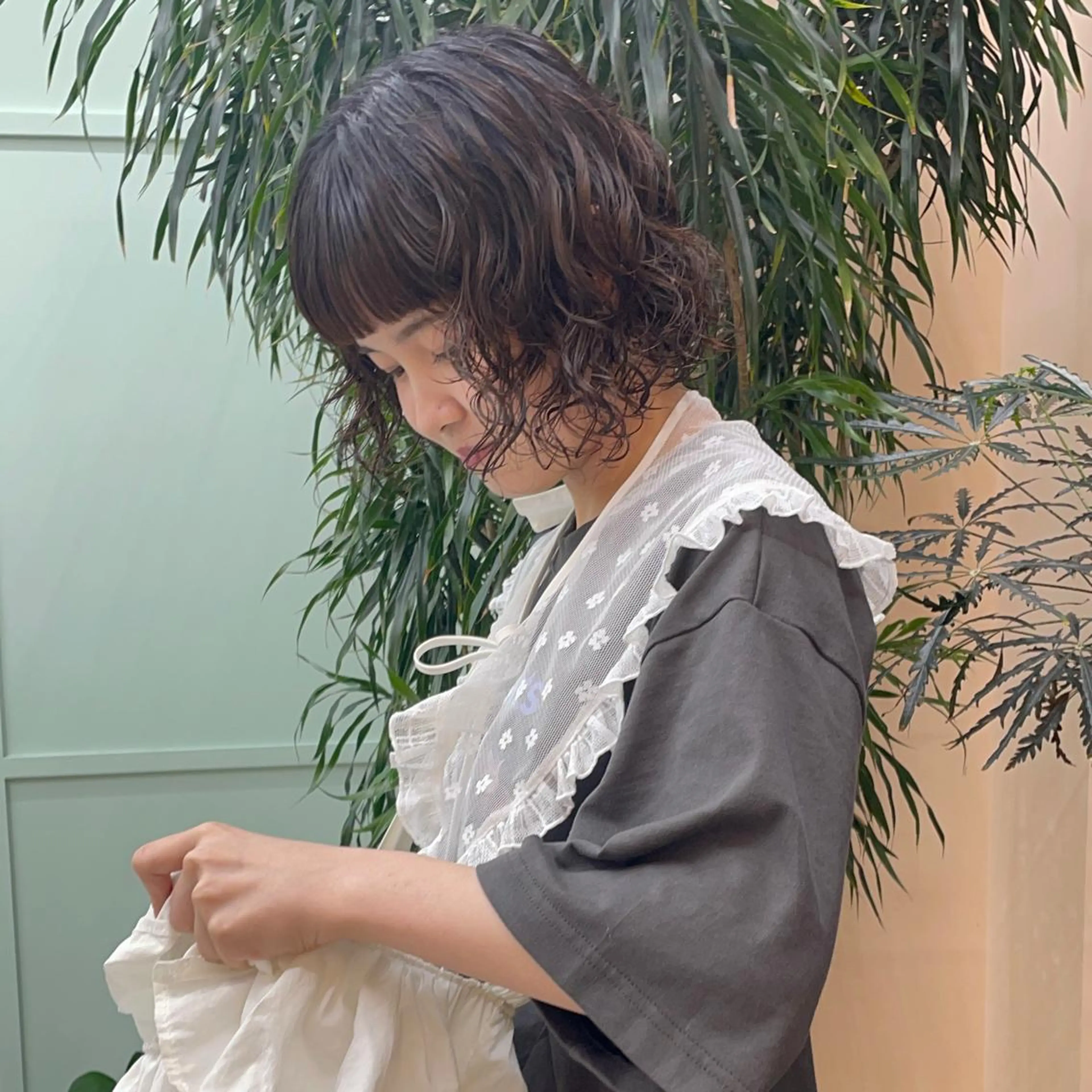 ミディアム ミディアムパーマ ボブ ボブカットモデル/パ ーマ/harunaのヘアスタイル