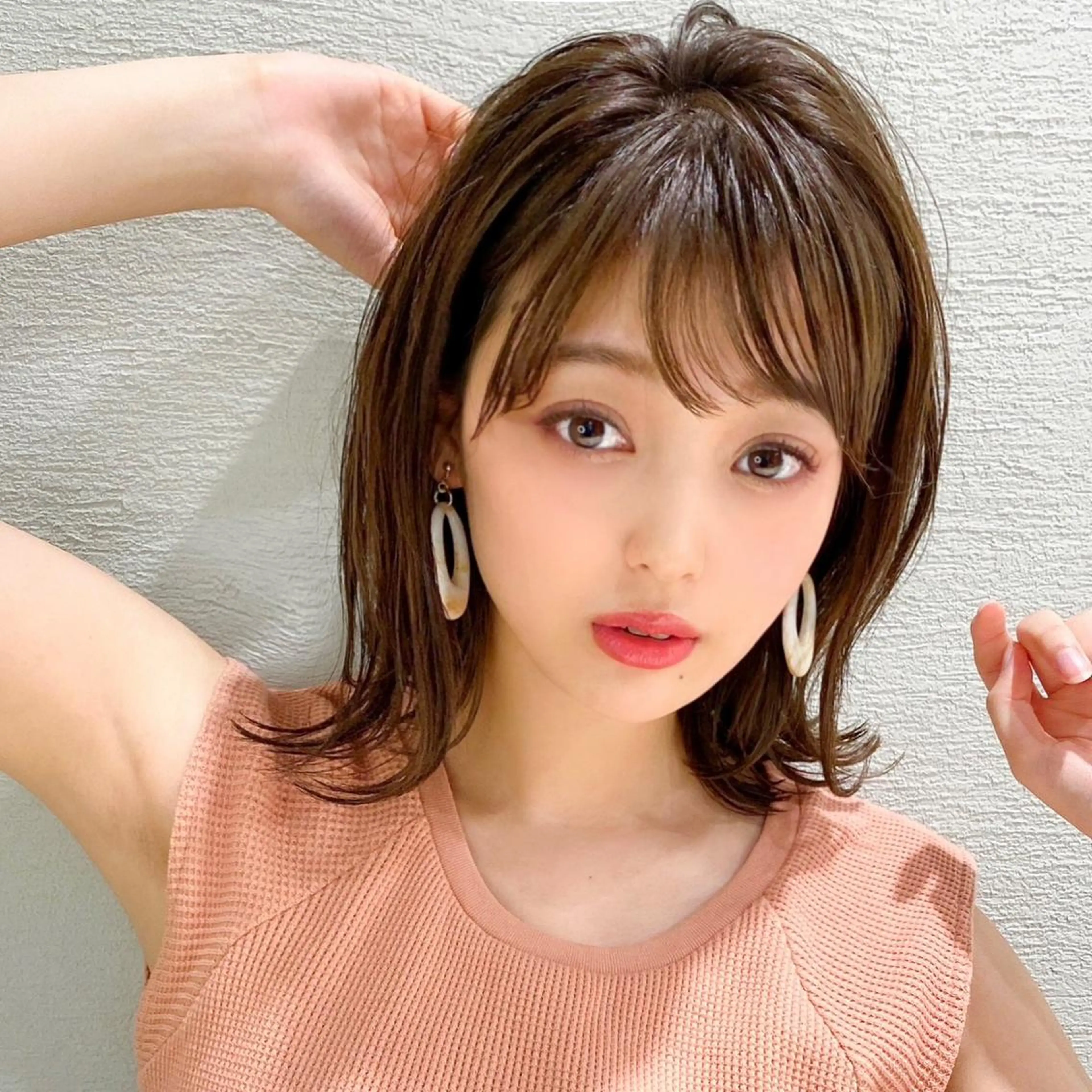 ミディアム カラー レイヤーカット ヘアカラー トリートメント モテ髪×トレンド💕 小顔レイヤー 金井のヘアスタイル