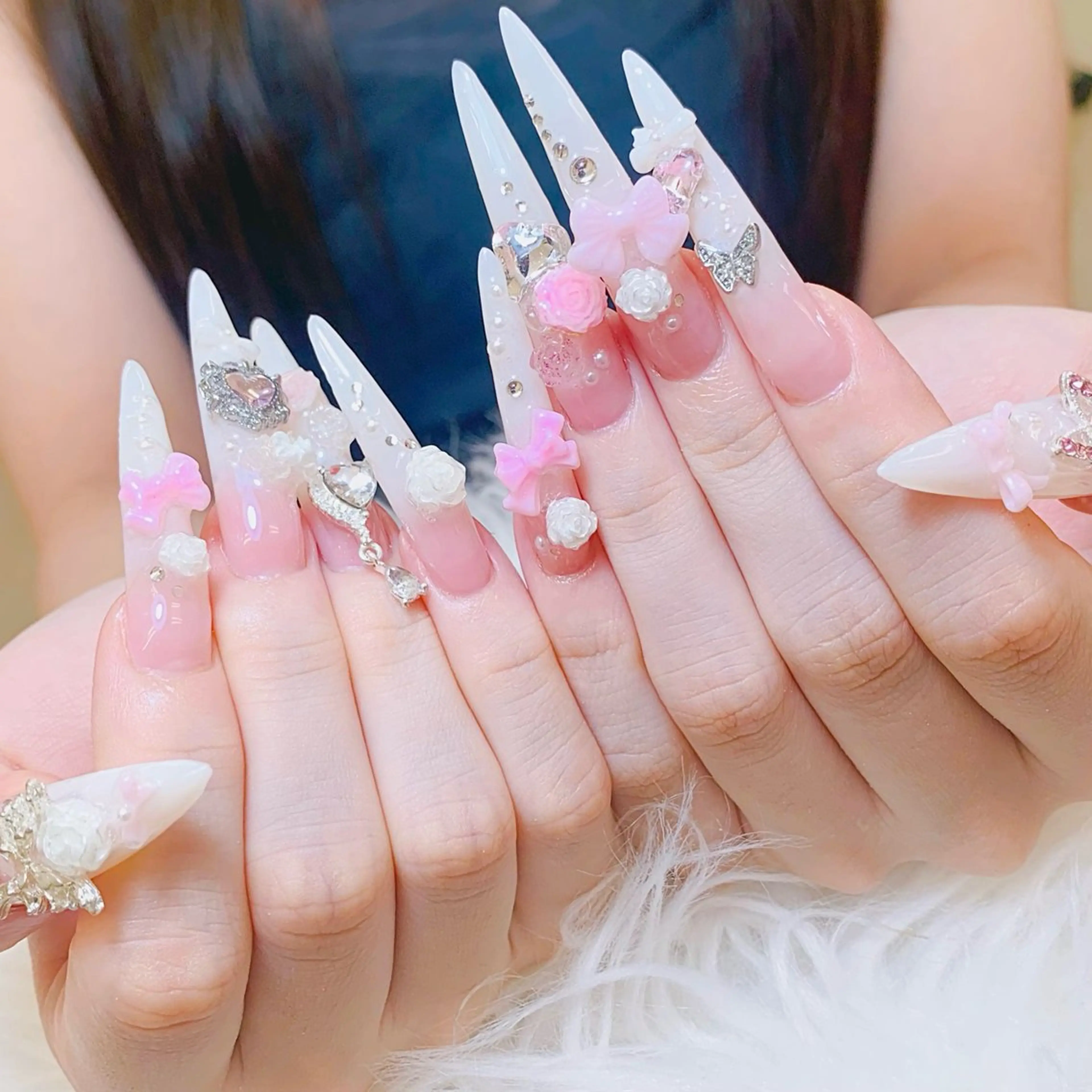 ネイル チークネイル 長さ出し フラッシュネイル フレンチネイル グラデーション ハンドネイル AN NAIL SALONのネイルデザイン