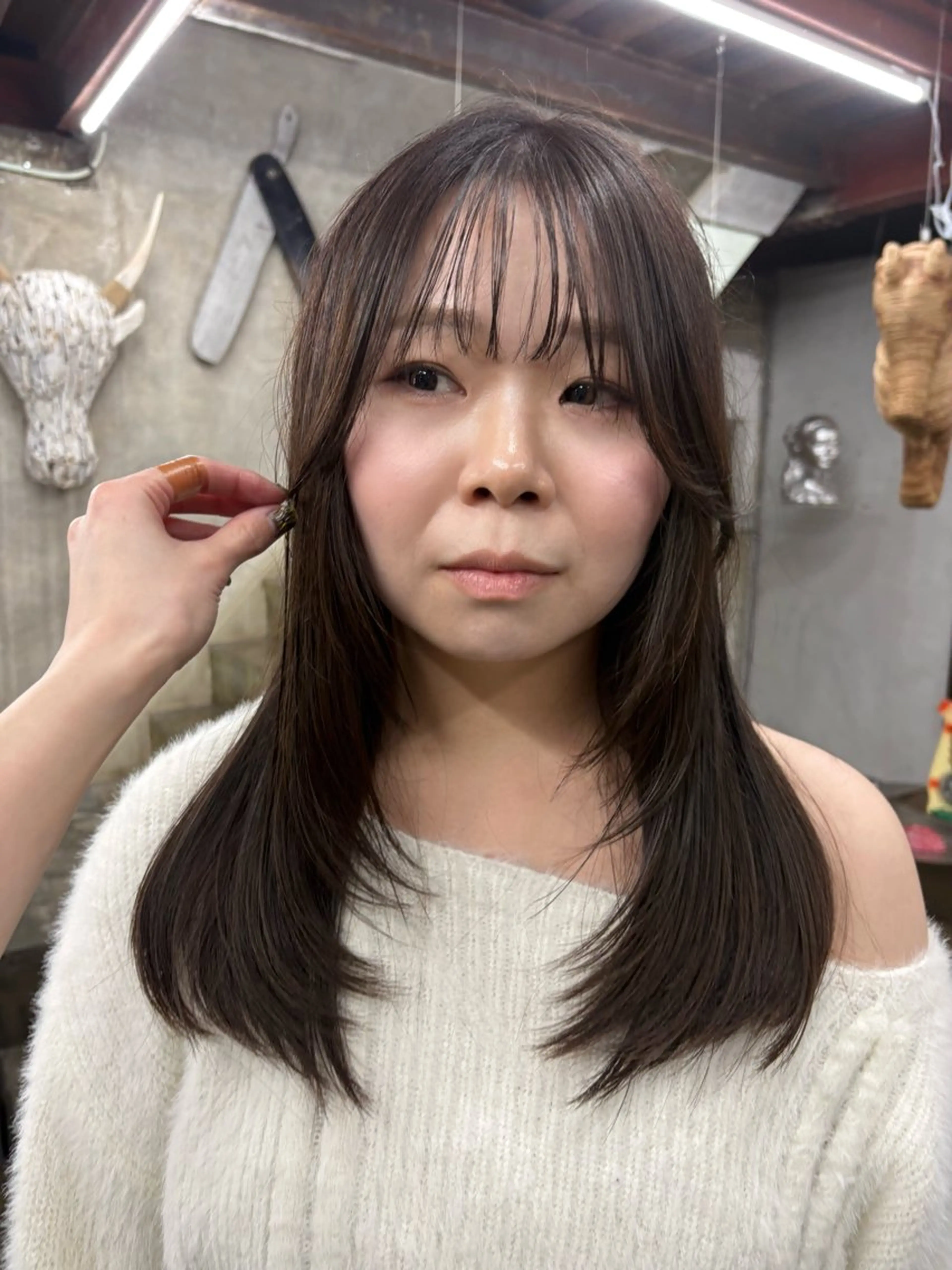 セミロング カラー 透明感カラー ヘアカラー カワクボ ソラのヘアスタイル