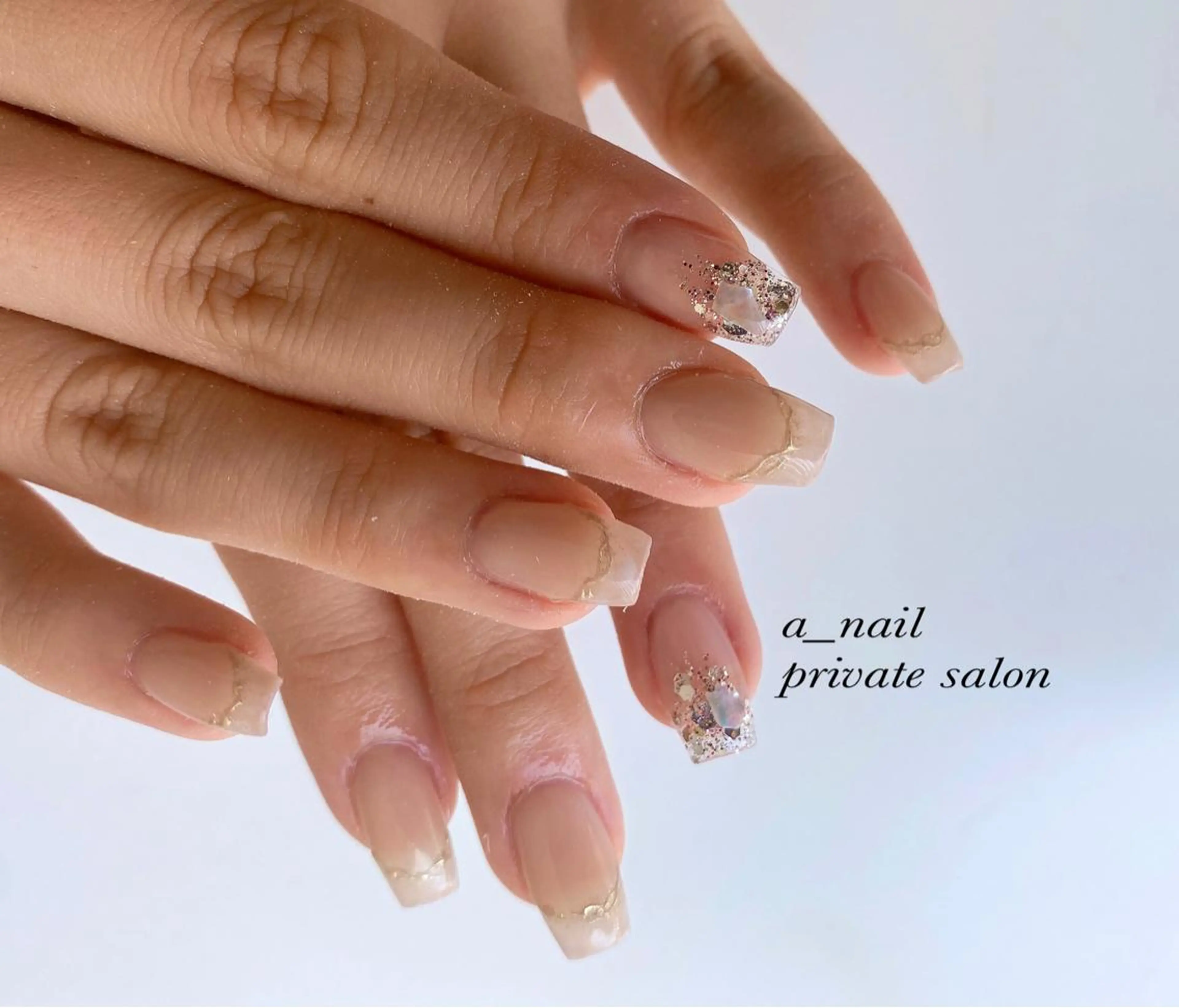 ネイル アニマル柄 フレンチネイル ジェルネイル 氷ネイル・うるうるネイル レース 菅 恵奈のネイルデザイン