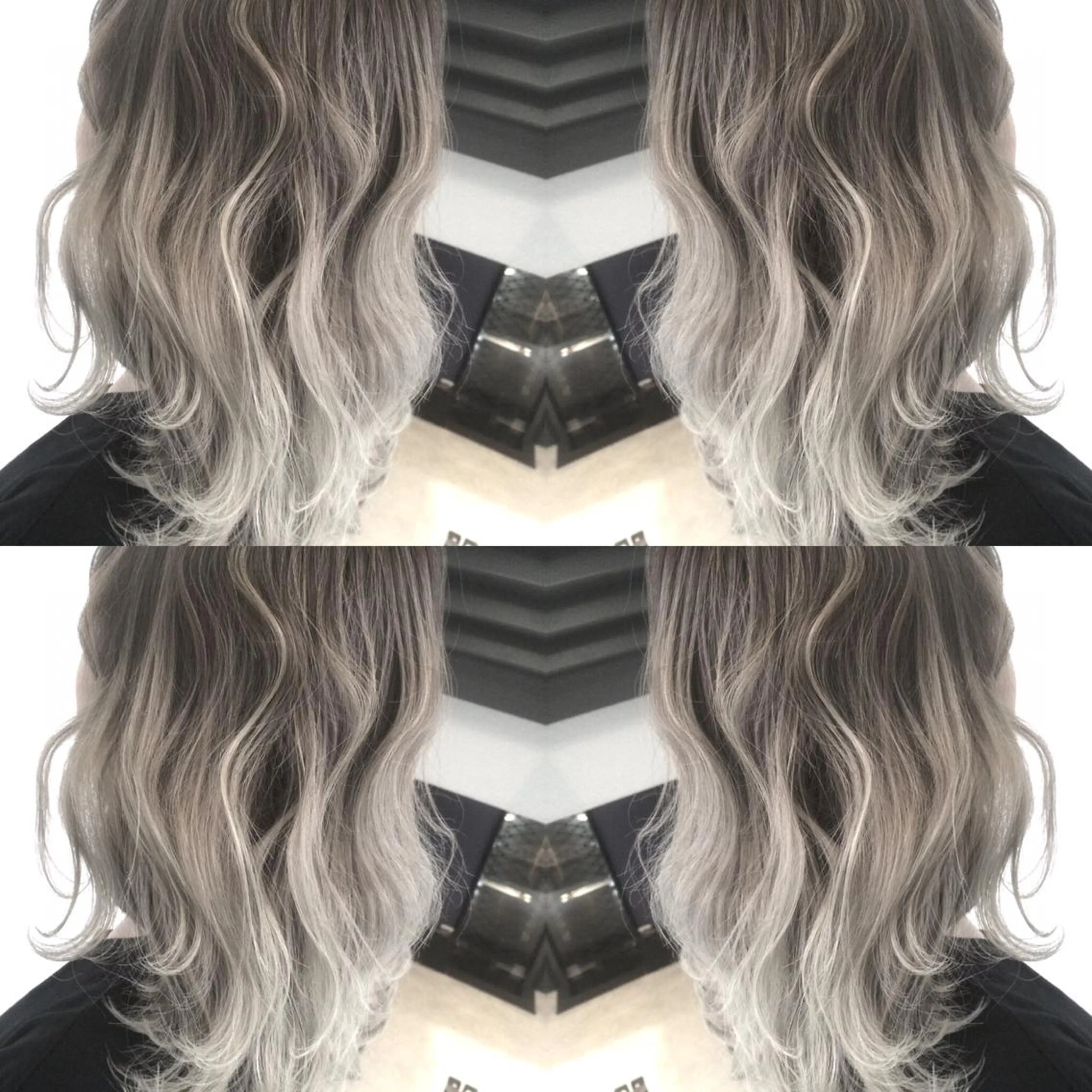 ミディアム カラー バレイヤージュ シルバー レイヤーカット 井上 一平のヘアスタイル