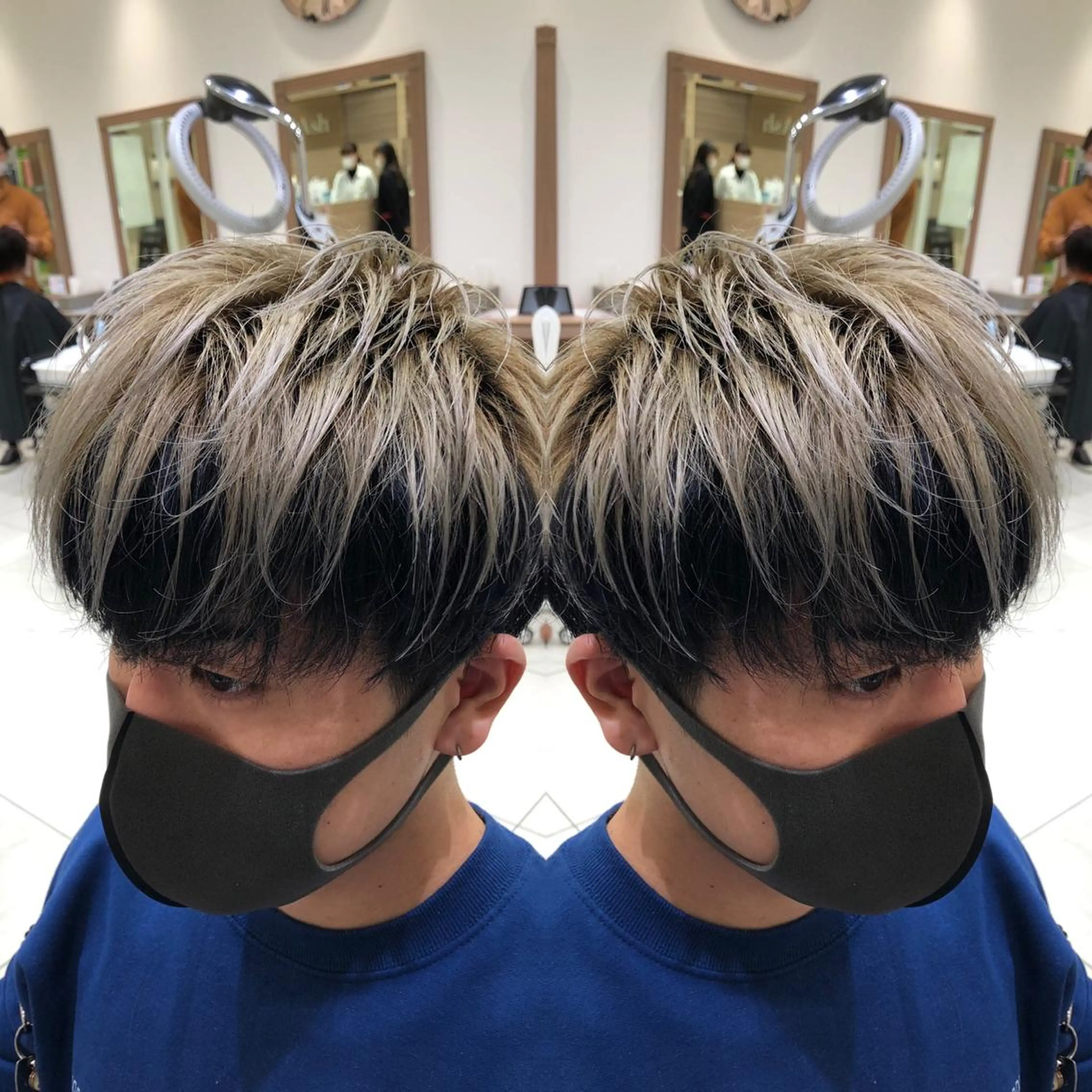 カラー メンズ 韓国レイヤー×透明感 カラー/山崎一輝のヘアスタイル