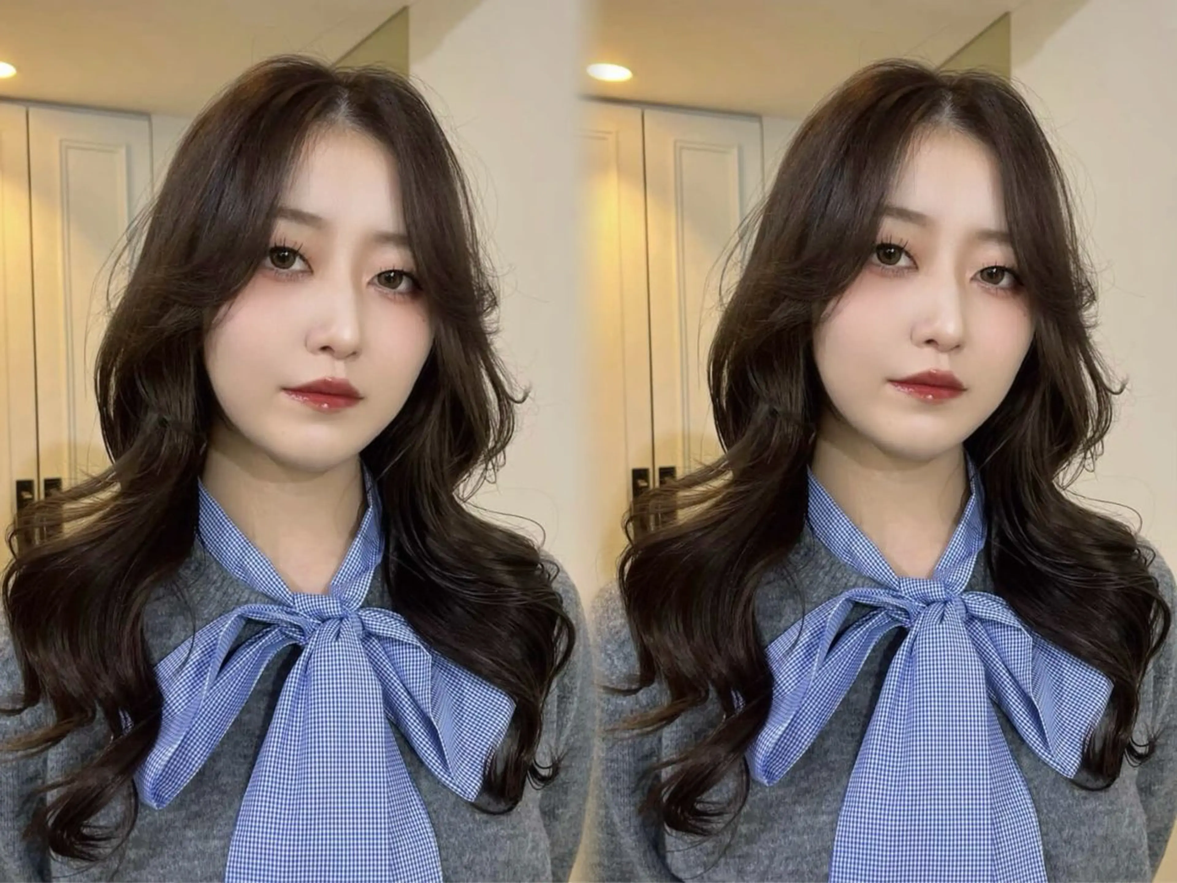 ロング くびれヘア 韓国風ヘア レイヤーカット ロング 小顔カット カット ヘアカラー MOE レイヤー/新宿三丁目のヘアスタイル