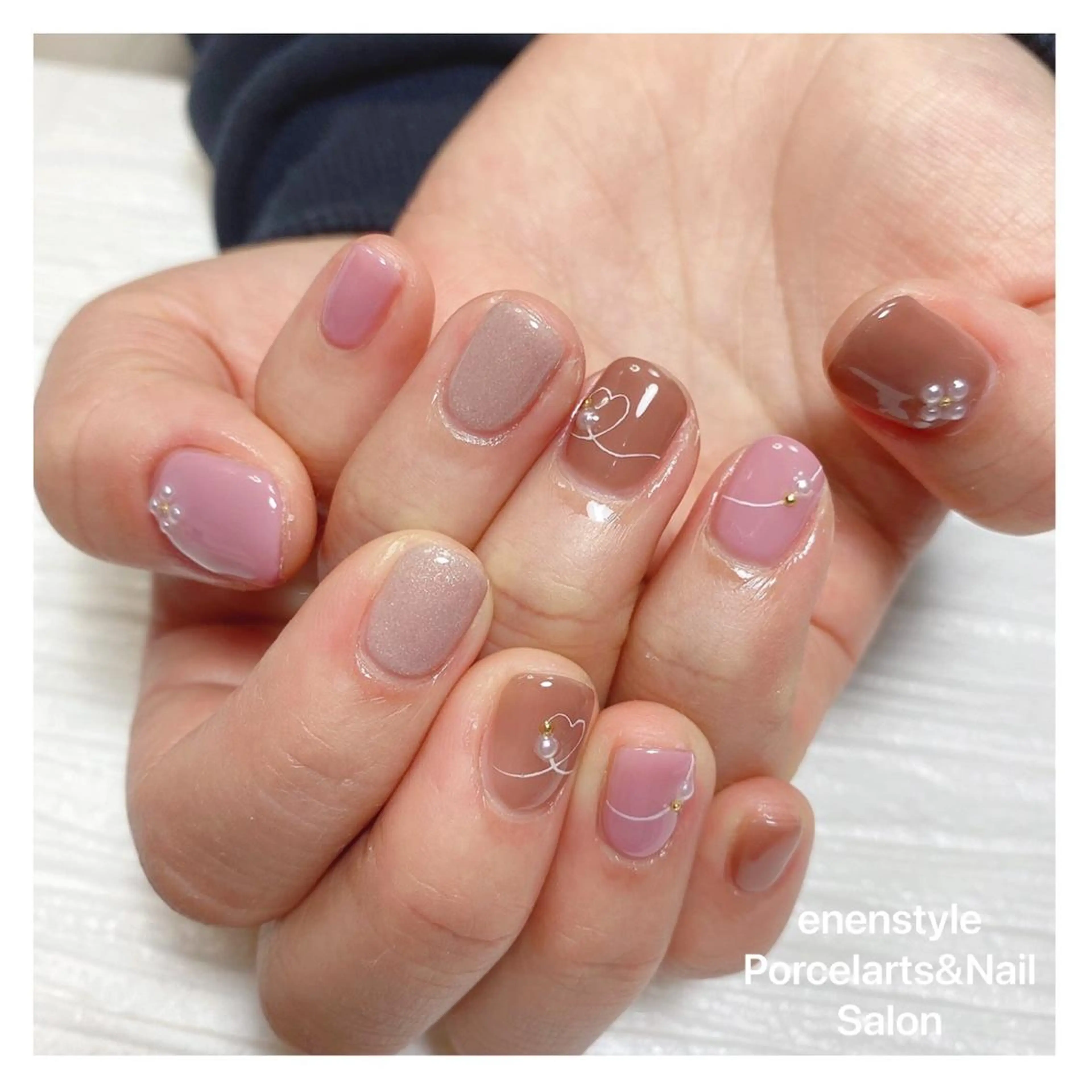 ショート ネイル ハンドネイル 👑enen style👑のネイルデザイン