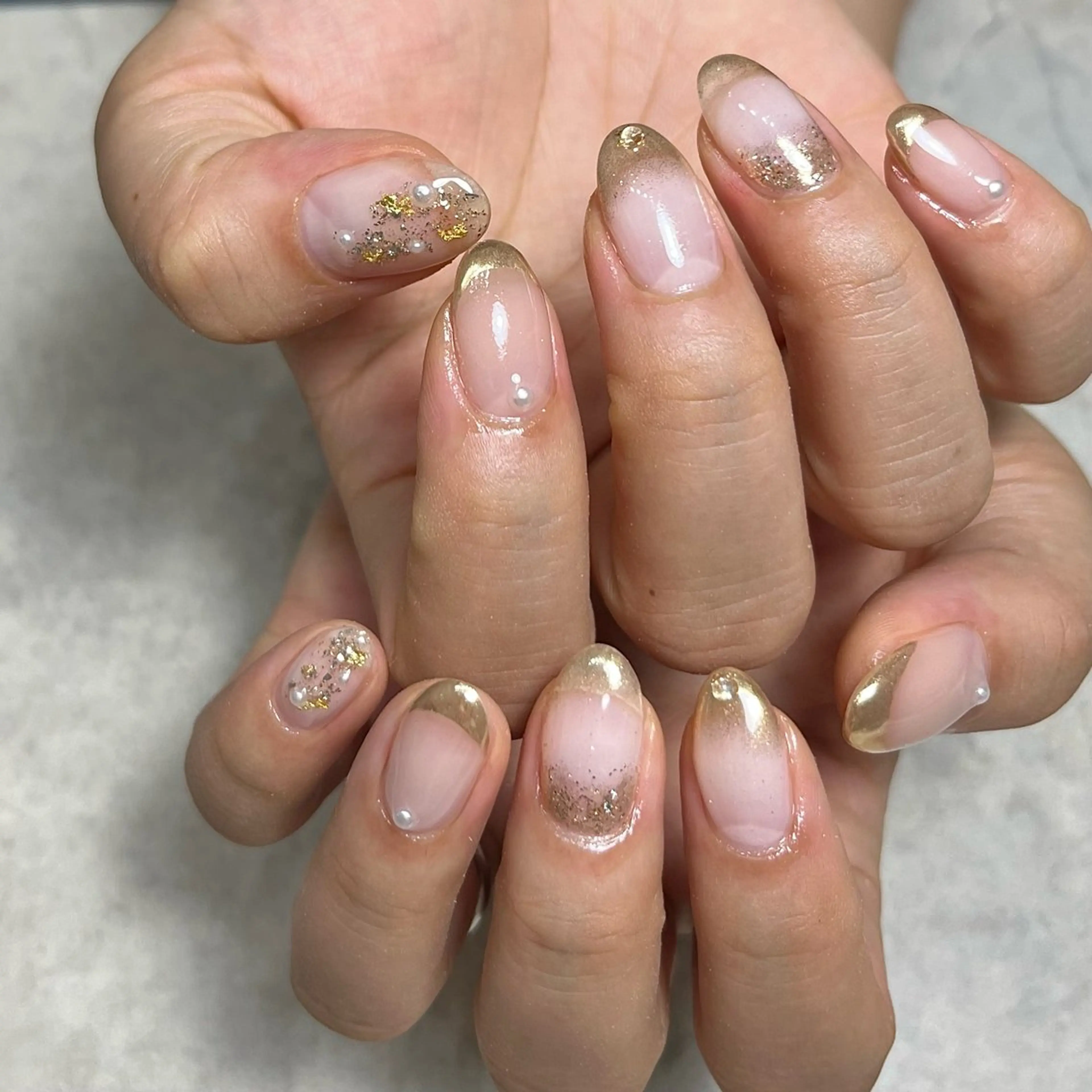 ネイル グリーン ブライダルネイル ハンドネイル vegh. nail／阿波座のネイルデザイン