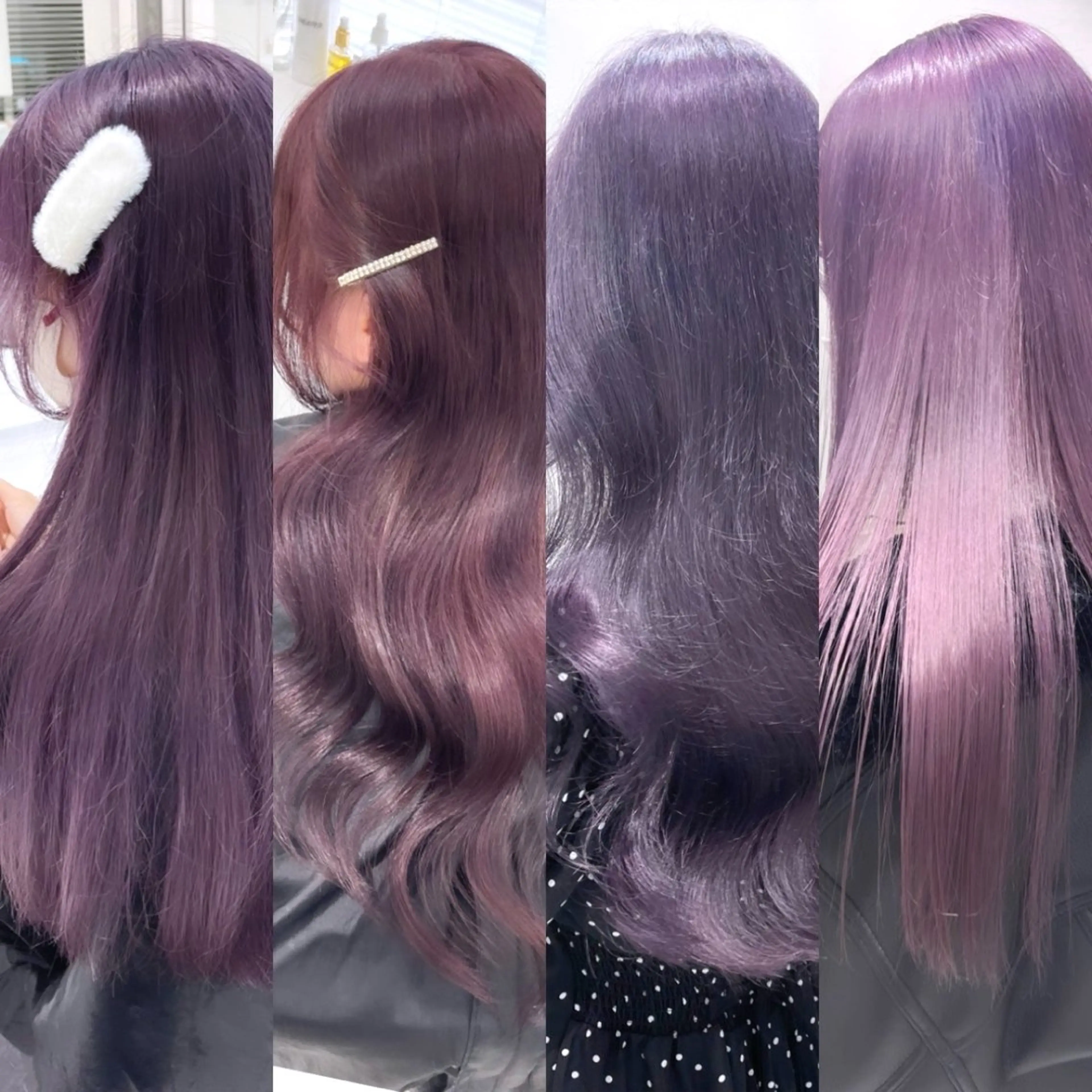 ロング カラー ヘアアレンジ ベージュカラー 黒髪 ブルーカラー ブルーブラック ブルーラベンダー ヘアカラー トリートメント ヘアセット 𝘳𝘺𝘰𝘬𝘢 髪質改善／ブリーチのヘアスタイル