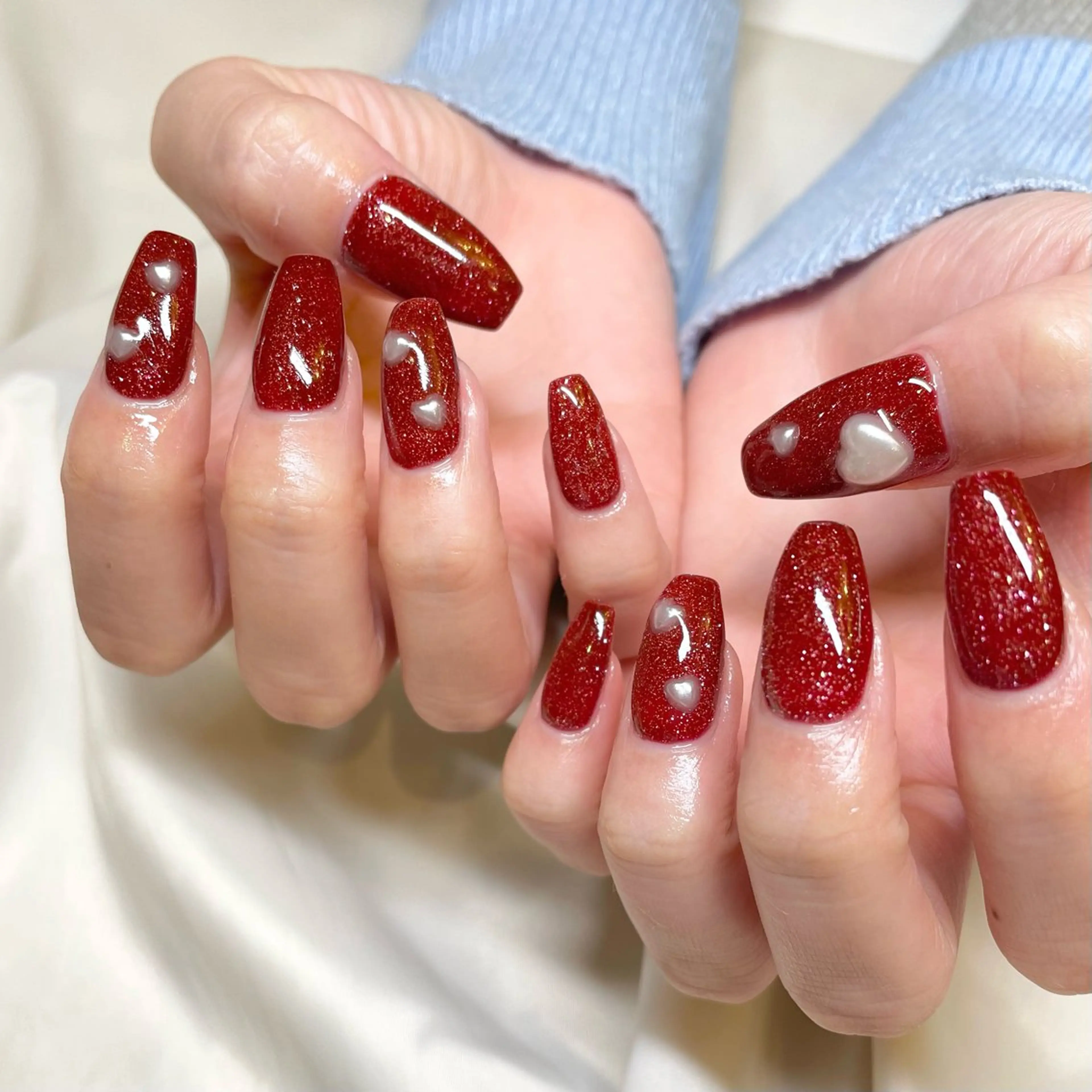 ネイル ボルドー フラッシュネイル ラメ(グリッター) ハンドネイル ui nailのネイルデザイン