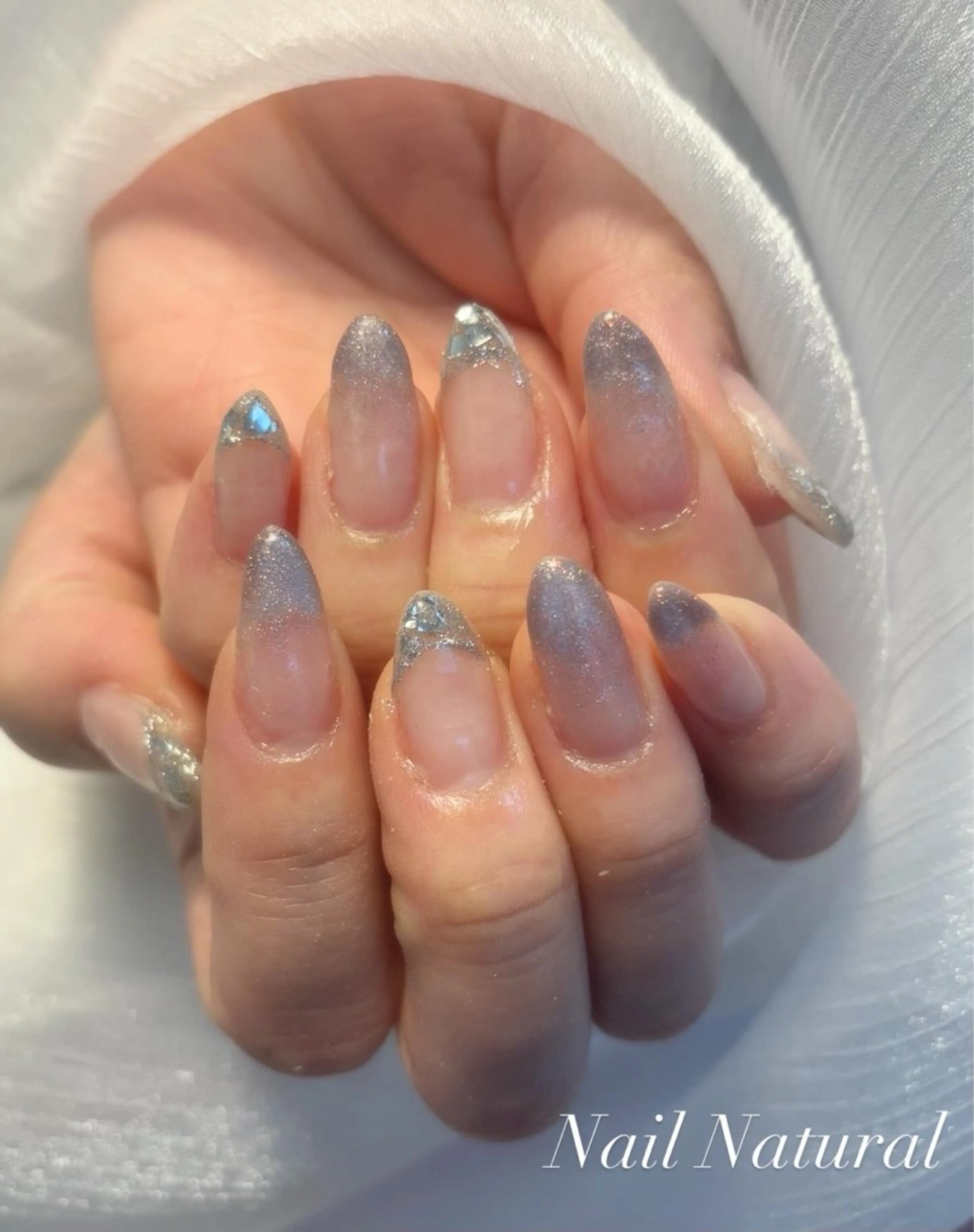 ネイル フレンチネイル ガラスフレンチ マグネットネイル 持ち込み ハンドネイル Nail salon Natulalのネイルデザイン