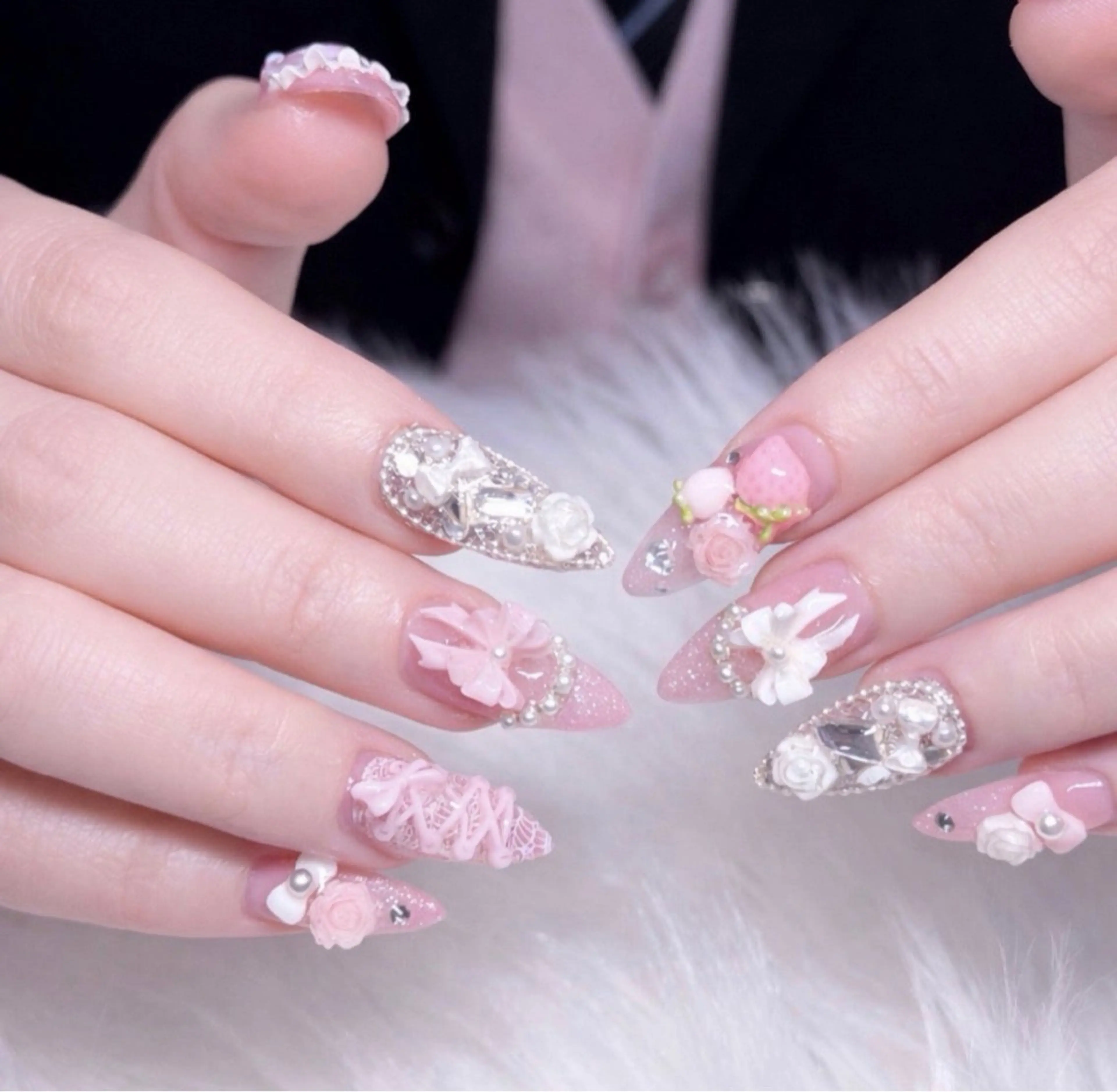 ネイル 長さ出し フレンチネイル 韓国ネイル レース マグネットネイル 高橋 ユキのネイルデザイン