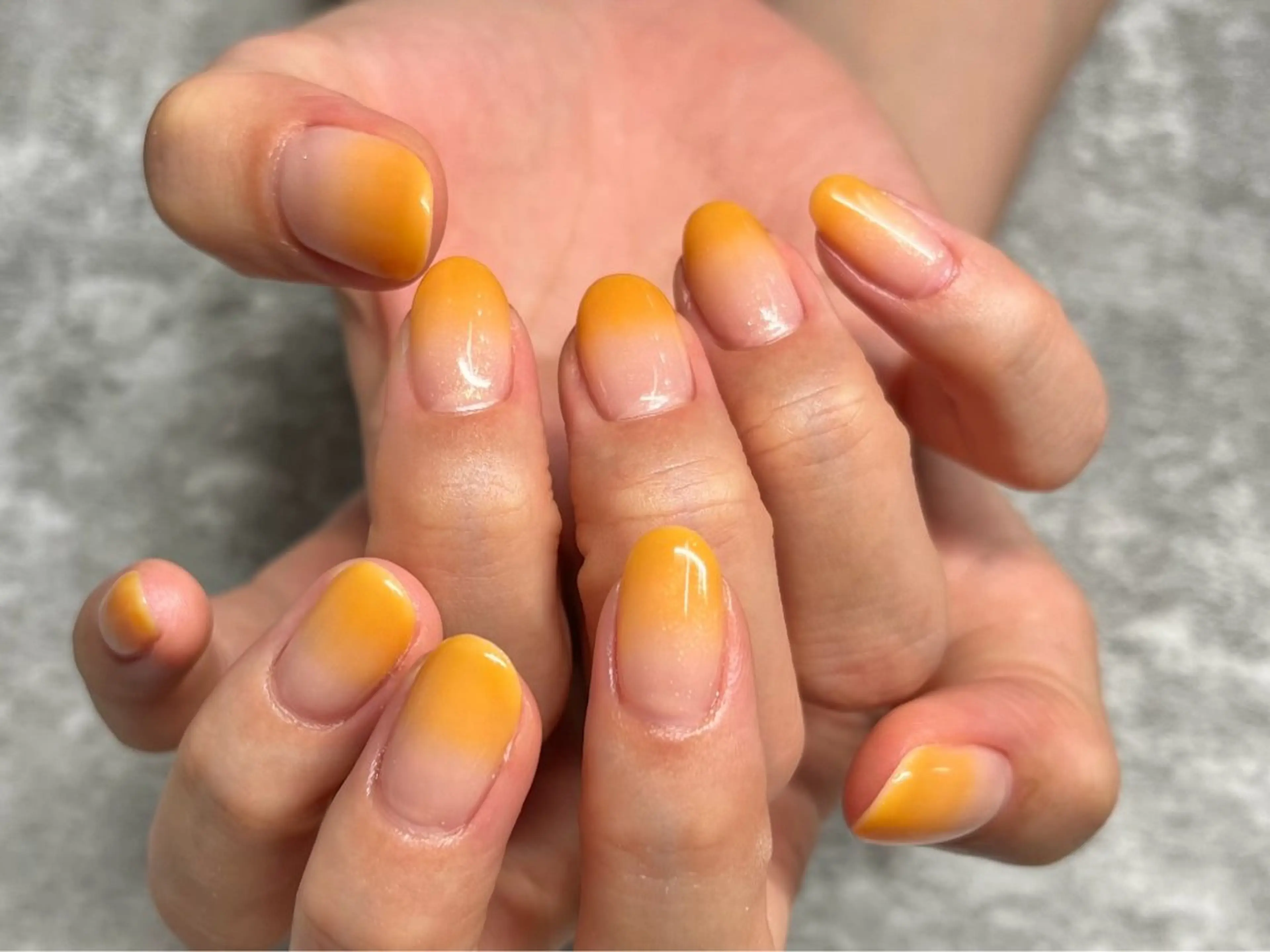 ネイル ラメ(グリッター) オレンジ ハンドネイル Bianca大名店 WATANABEのネイルデザイン
