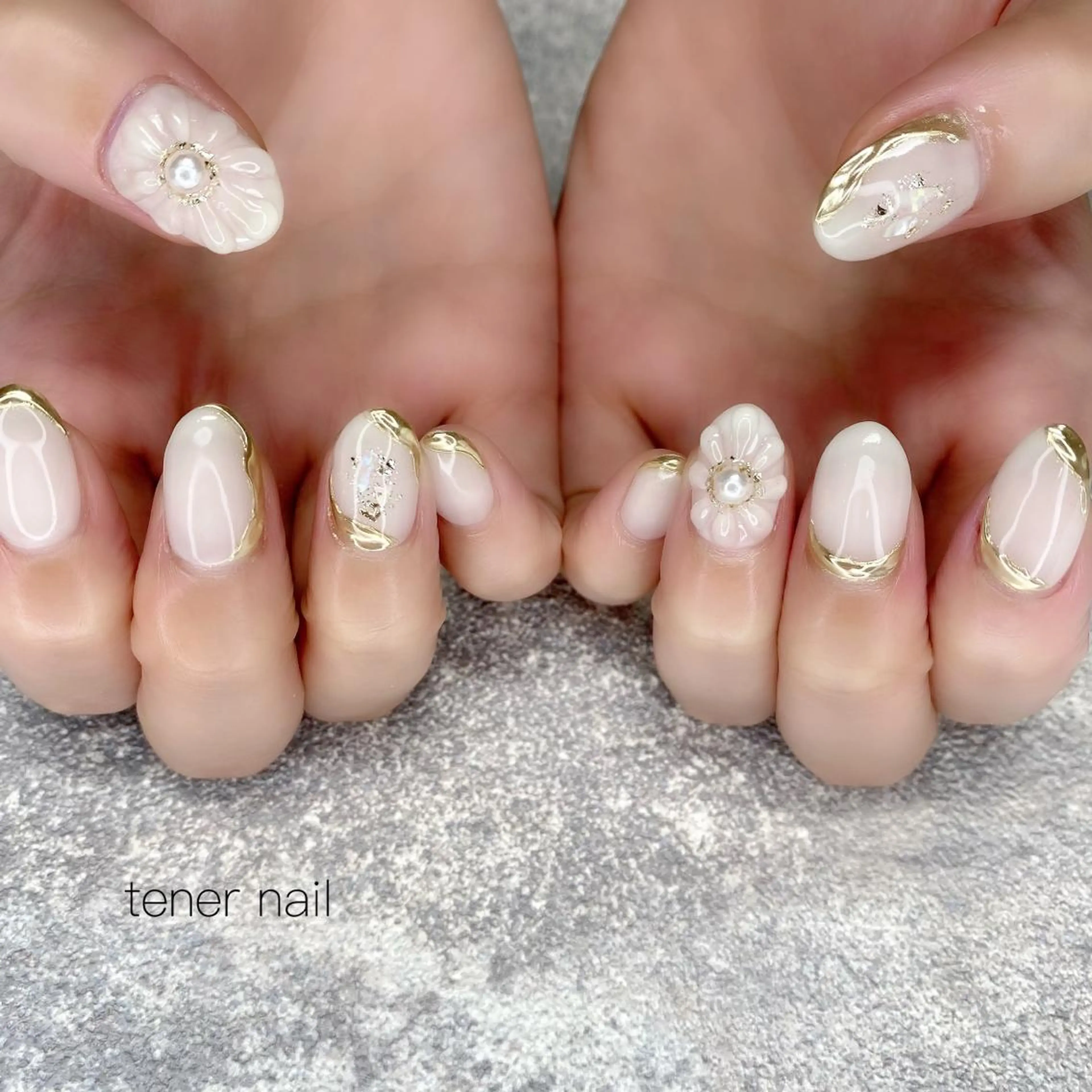 ネイル フラワーネイル ミラーネイル ぷっくりネイル tener  nail  テネルネイル所属・テネルネイル tener nailのネイルデザイン