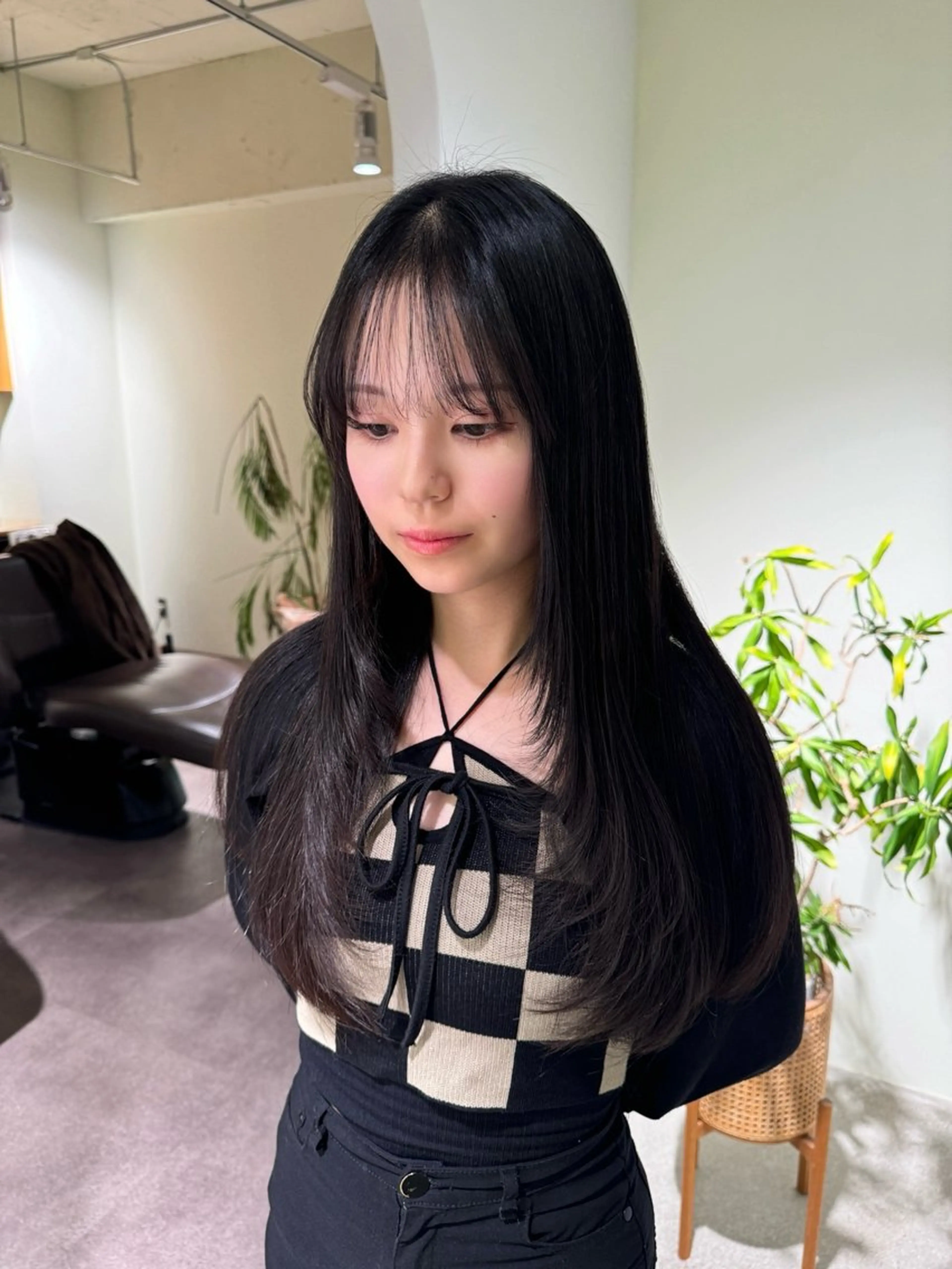 ロング 落合しほ/韓国ヘア/ 髪質改善/縮毛矯正のヘアスタイル