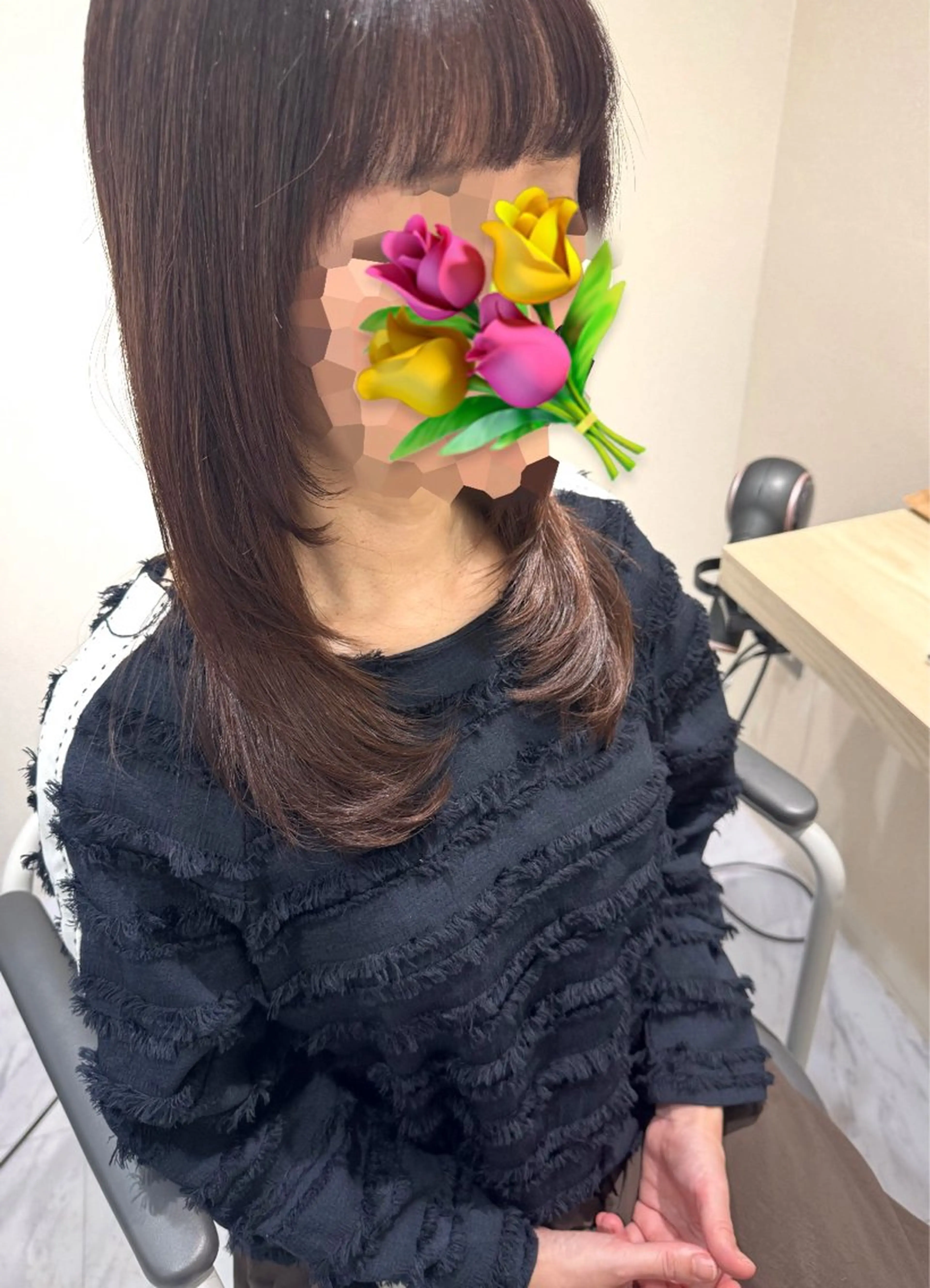 セミロング 顔まわりレイヤー レイヤーカット カット ヘアカラー トリートメント 丹野 圭太のヘアスタイル