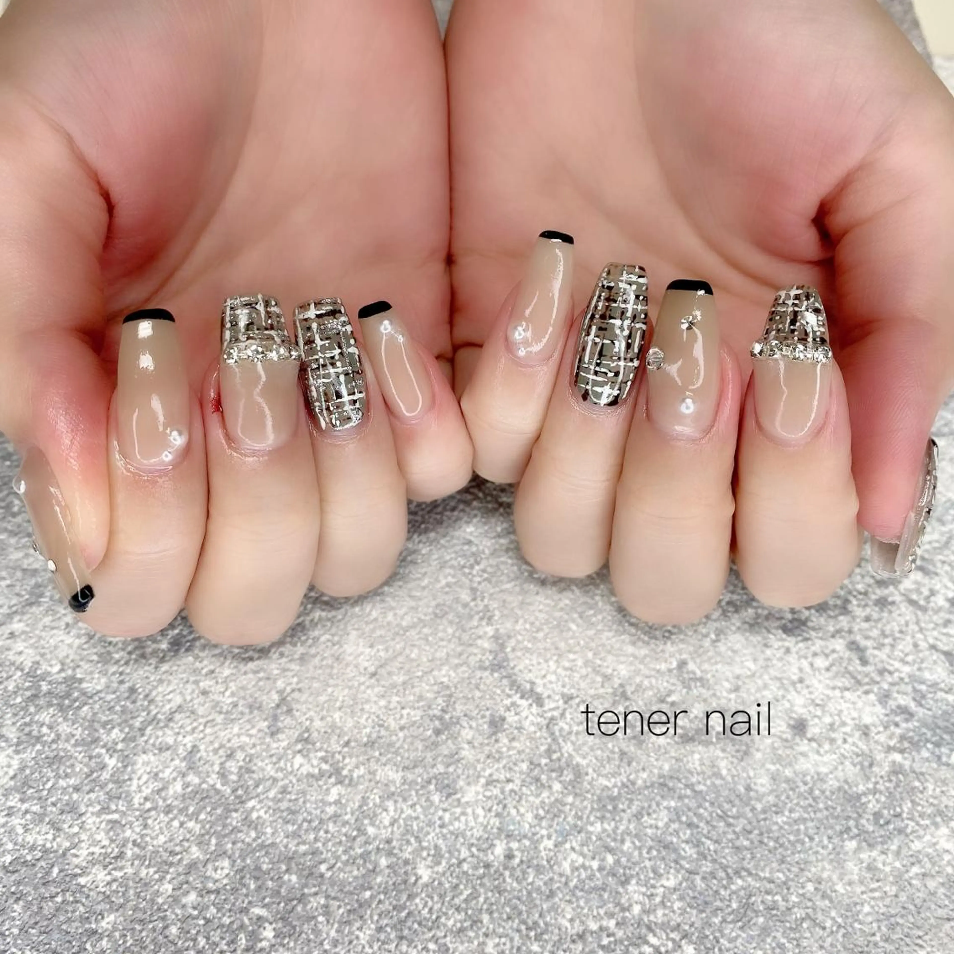 ネイル フレンチネイル ツイードネイル テネルネイル tener nailのネイルデザイン