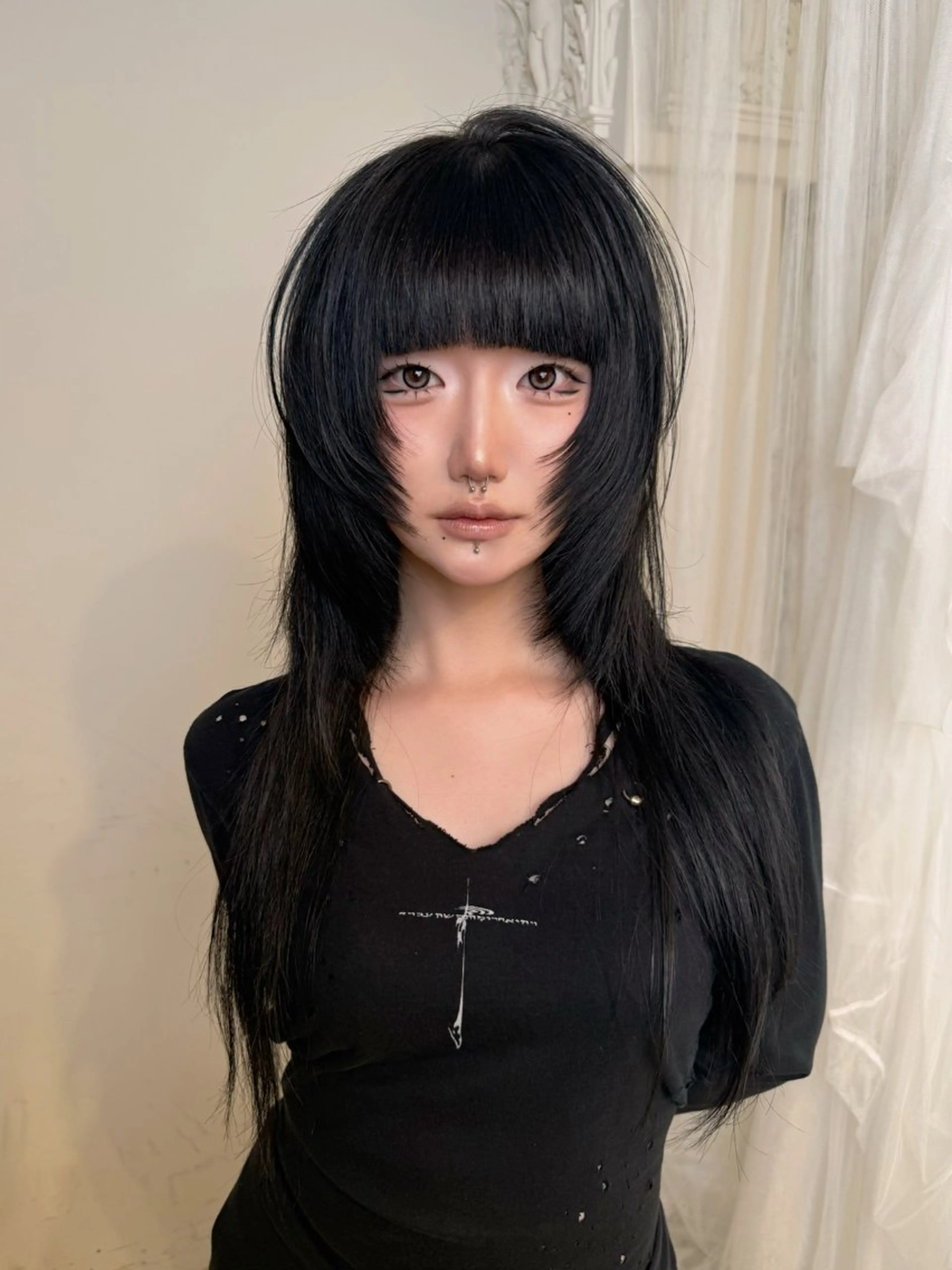 ロング カラー ハッシュカット 似合わせカット カット トリートメント ヘッドスパ ヘアセット HARUNA/原宿/ デザイン/カットのヘアスタイル