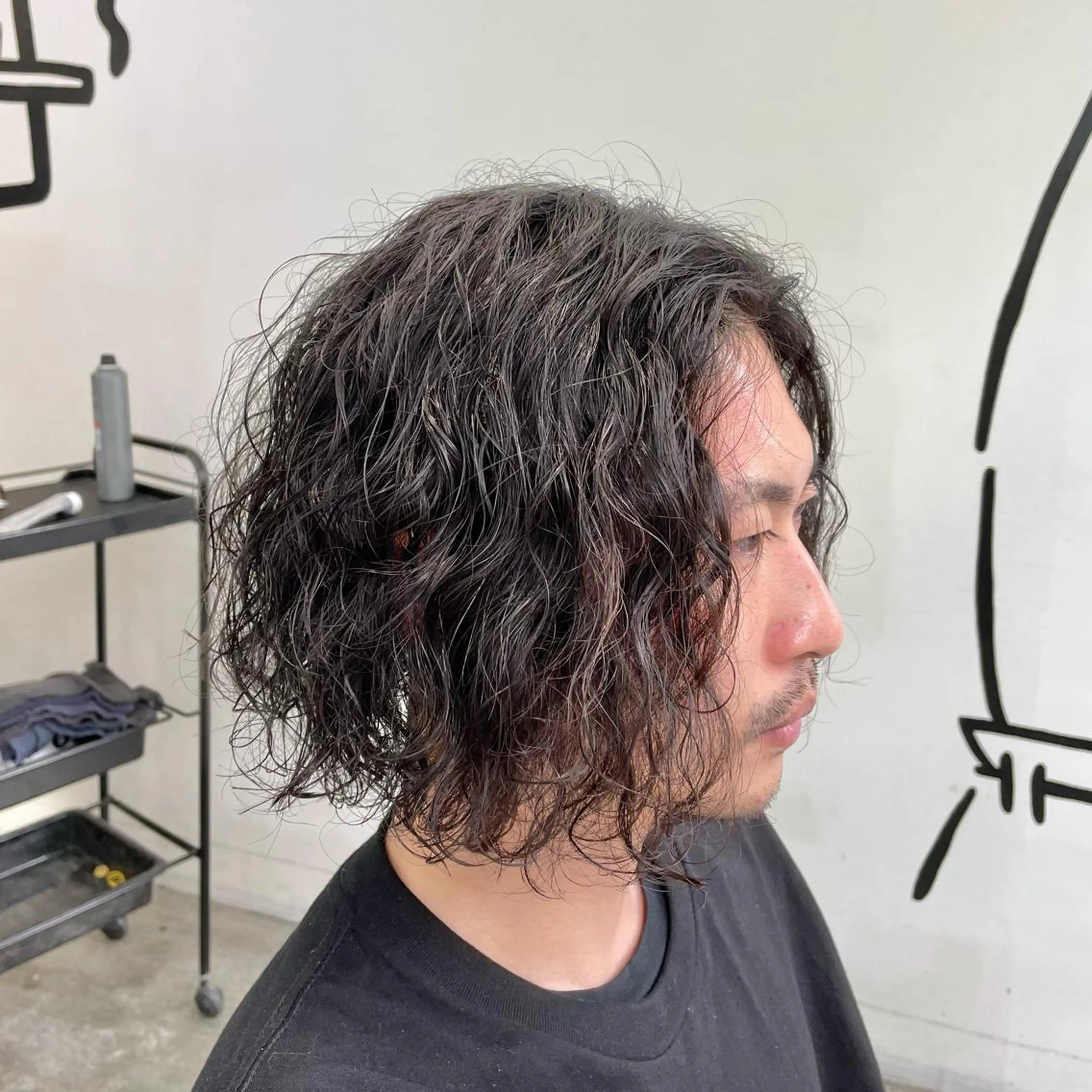 セミロング パーマ メンズ マンバンヘア カット パーマ メンズ特化美容師/ 藤戸 椋のヘアスタイル