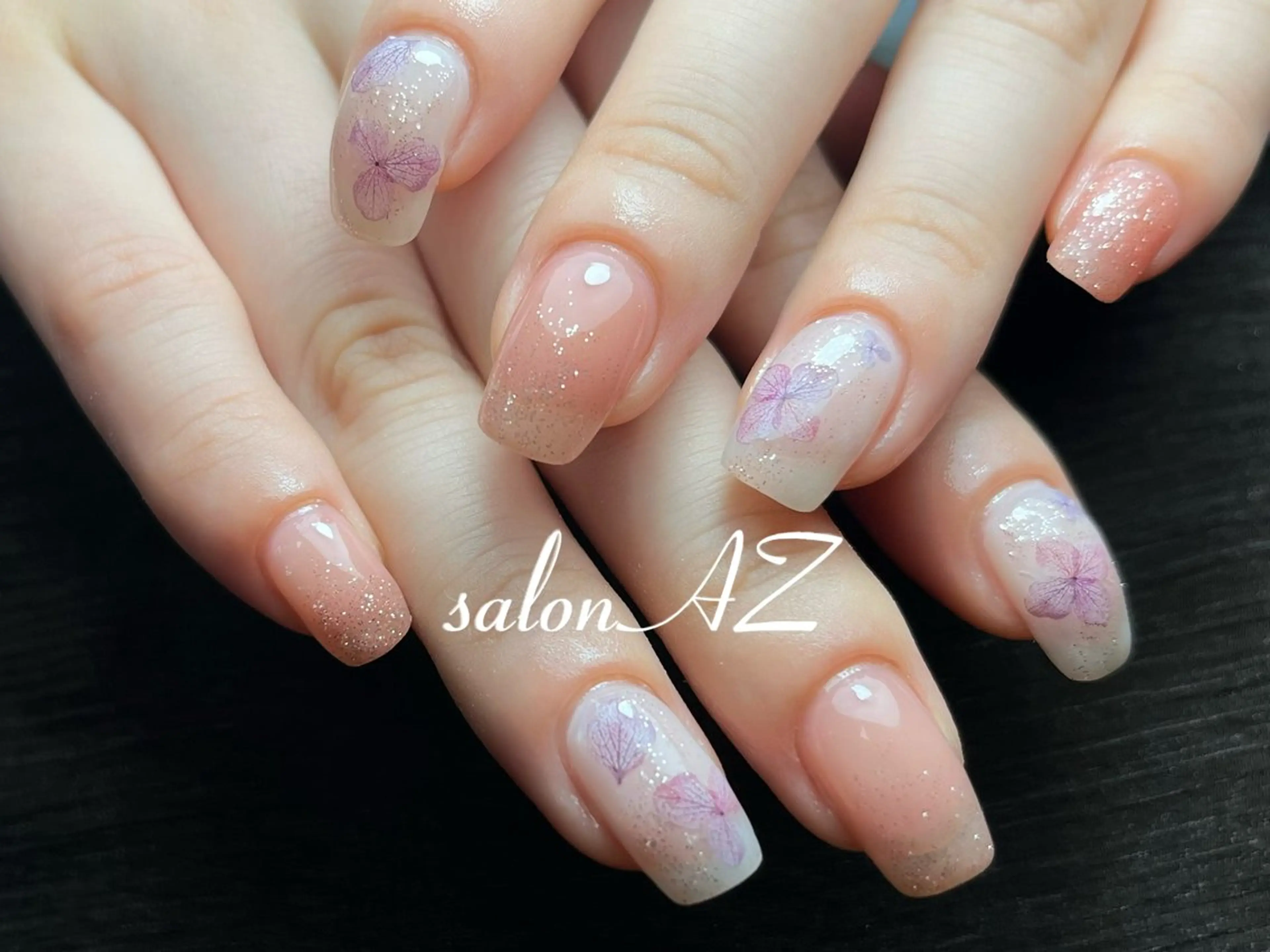 ネイル 桜ネイル 長さ出し フットネイル フレンチネイル ジェルネイル ハンドネイル salon AZのネイルデザイン
