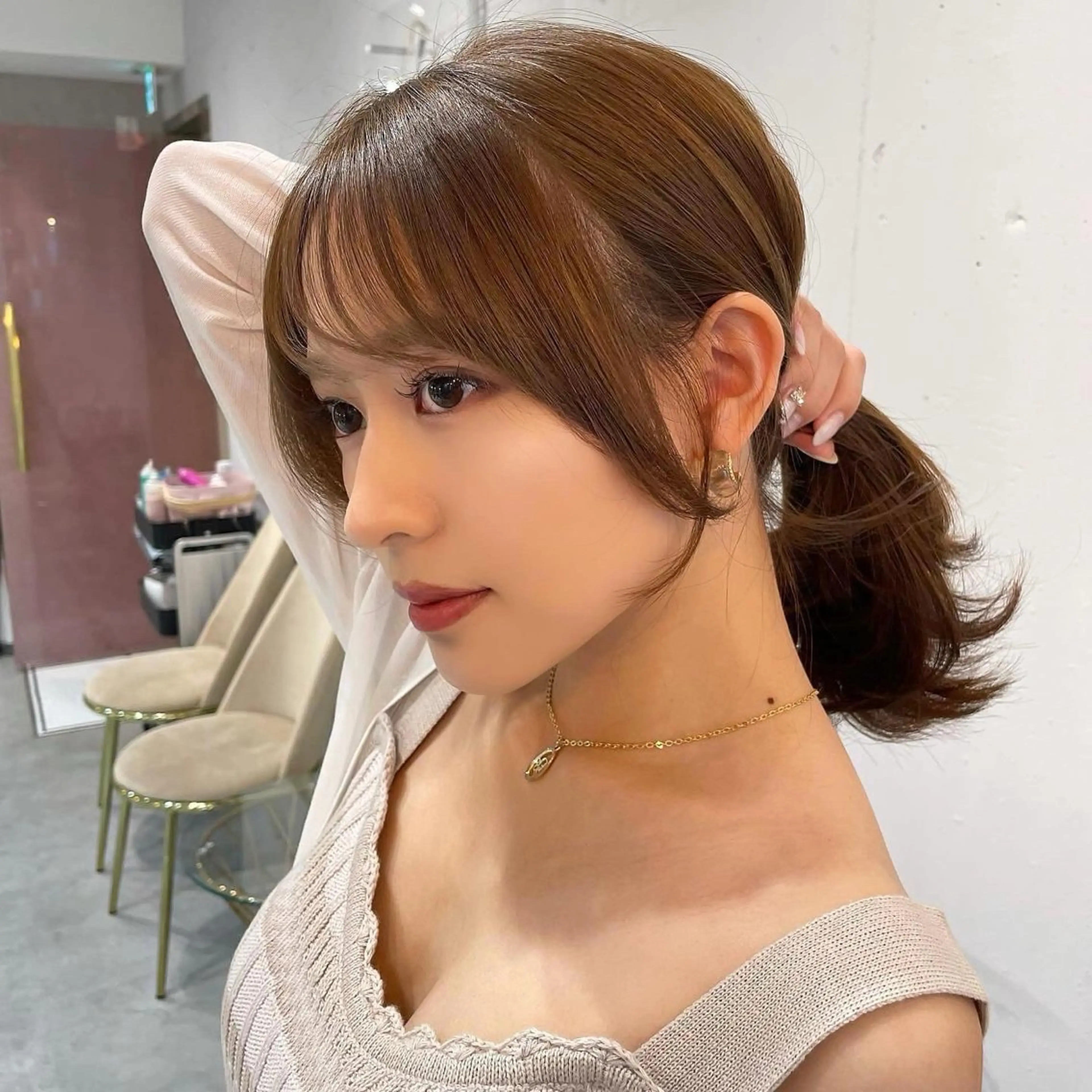 ミディアム カラー ベージュカラー ブリーチ 透明感カラー ダブルカラー グレージュ カット トリートメント 韓国ヘア🤍顔周り/ 髪質改善✨/林遼一郎のヘアスタイル