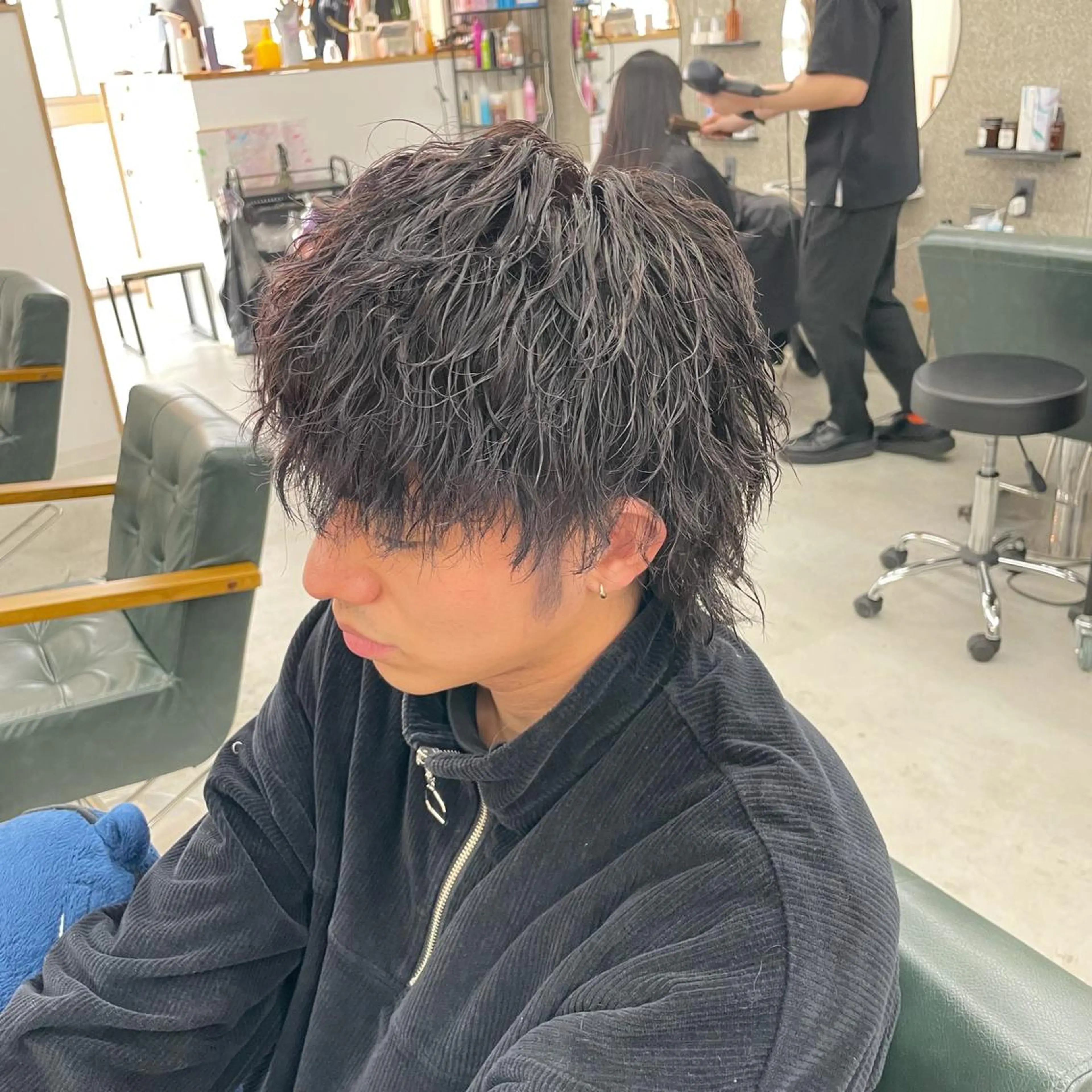 カラー パーマ メンズ Lull1人美容室 バレイヤージュのヘアスタイル