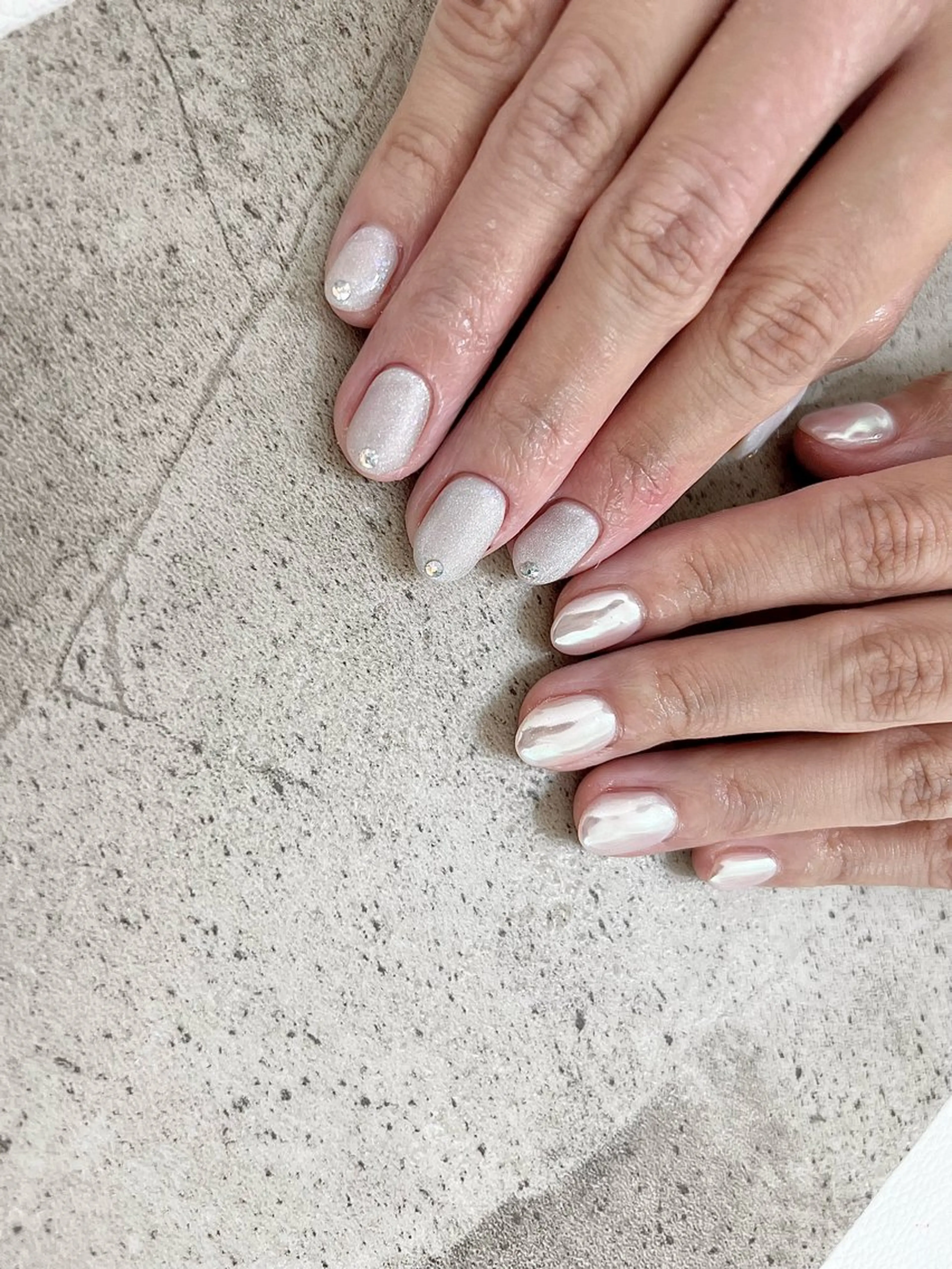 ネイル ミラーネイル ワンカラーネイル ストーンネイル Maison Calin manaのネイルデザイン