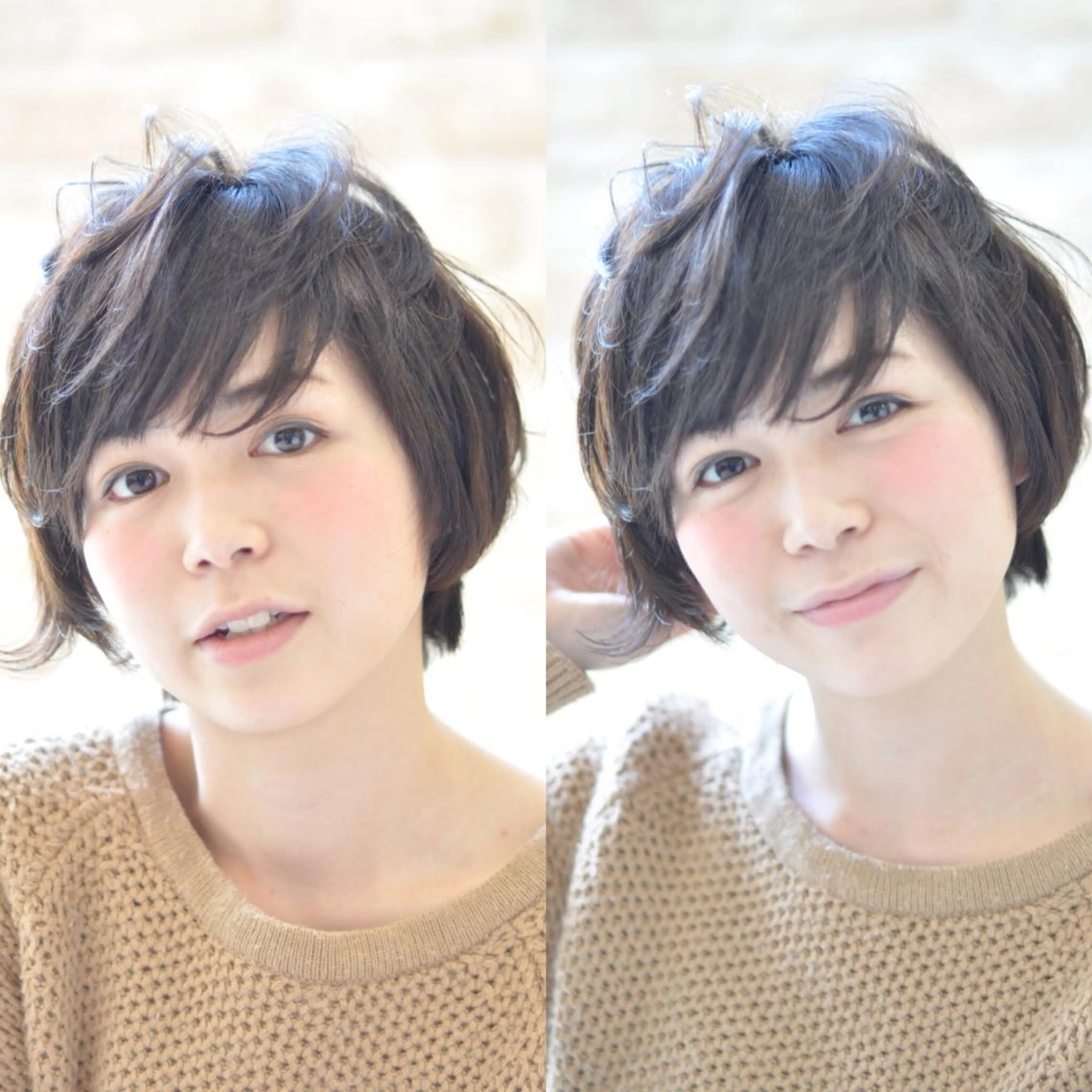 ショート ボブ くせ毛 ショートヘア カット ヘアカラー 韓国ヘア×髪質改善 ⭐️谷遼平⭐️のヘアスタイル