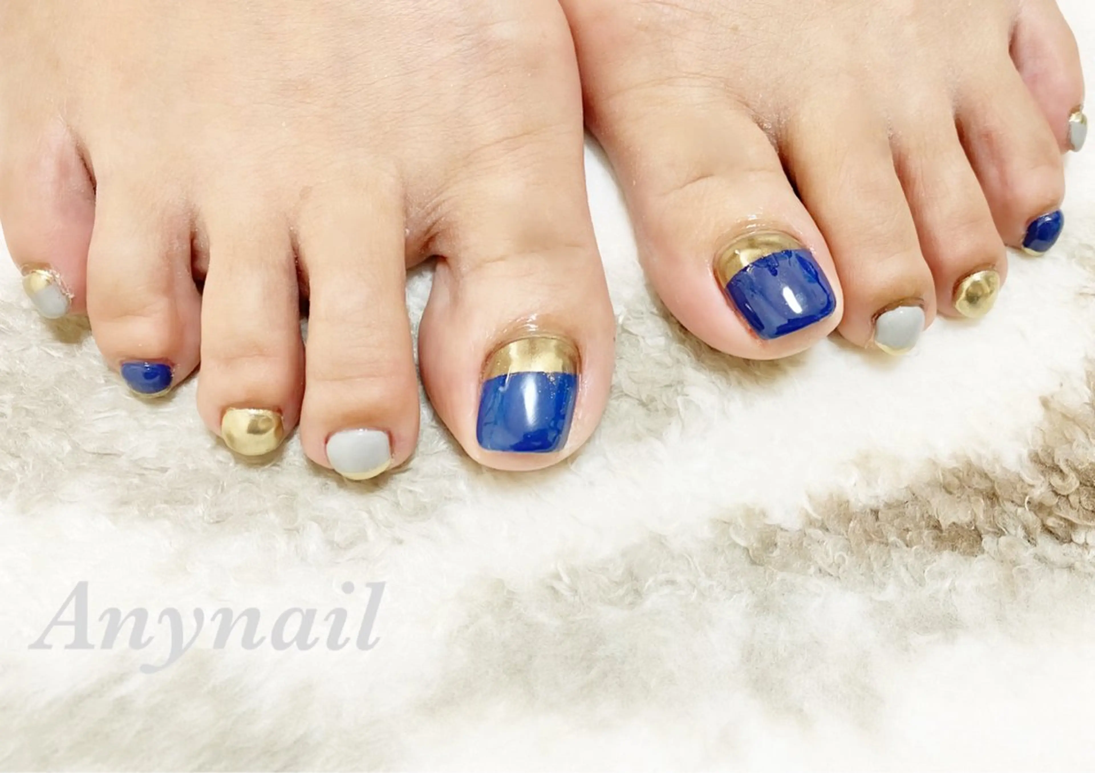 ネイル ブルー フットネイル ミラーネイル ネイビー 冬ネイル フットネイル 岩澤 恵子のネイルデザイン