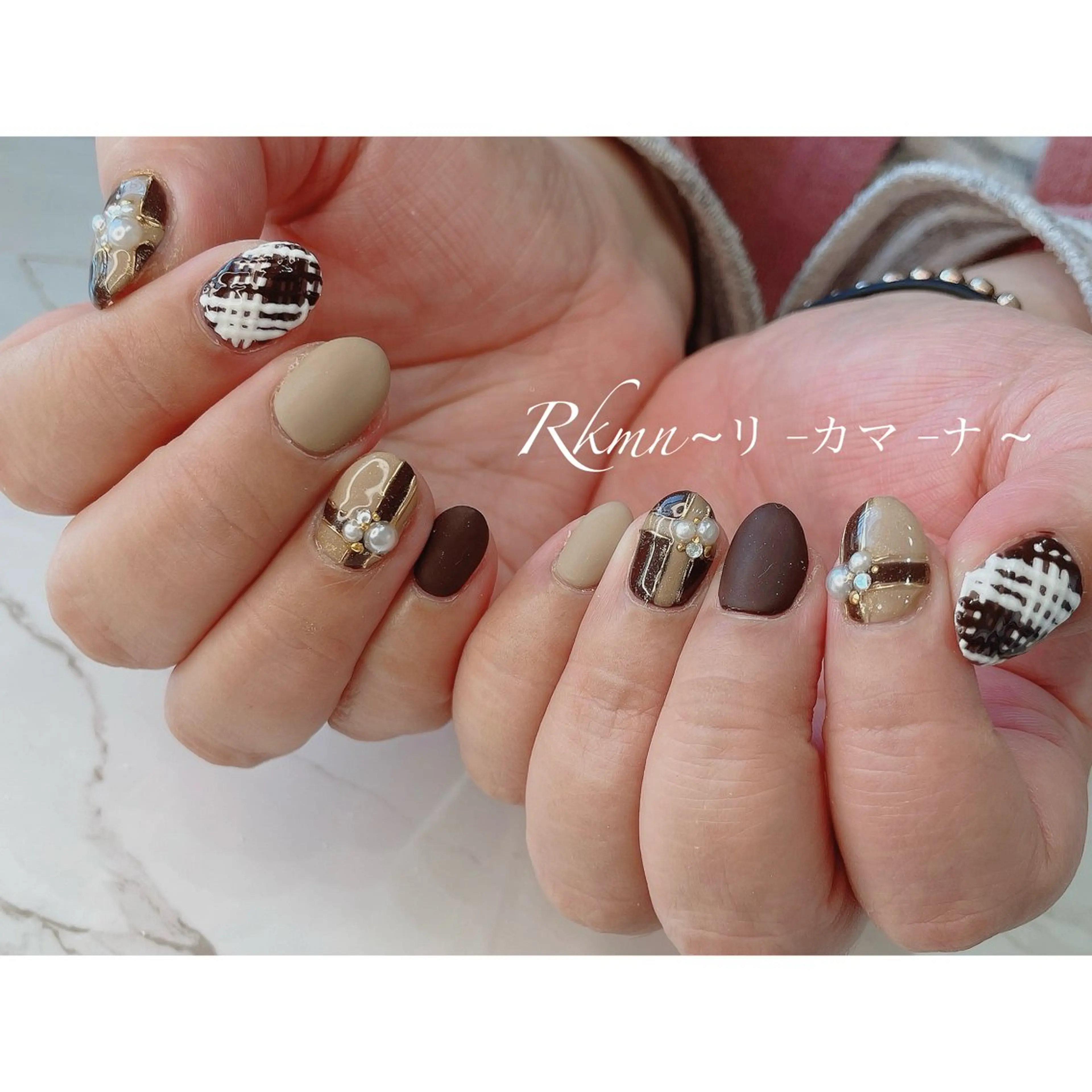 ネイル アートネイル マットネイル 持ち込み 春ネイル バレンタイン ハンドネイル フットネイル ハンドケア Rkmn ~リ-カマ-ナ~のネイルデザイン