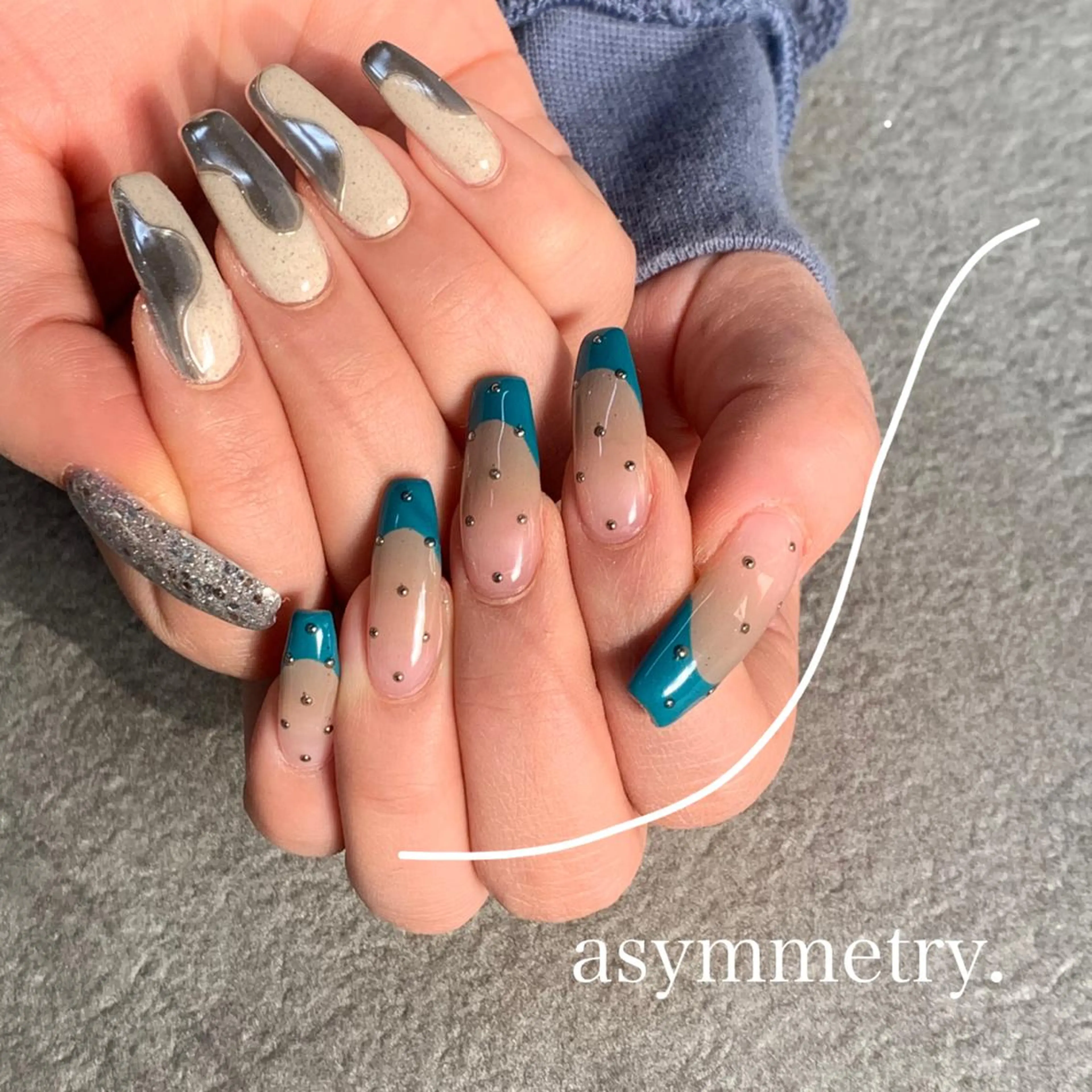 ネイル ロングネイル ハンドネイル tener 🧋yume🧋のネイルデザイン