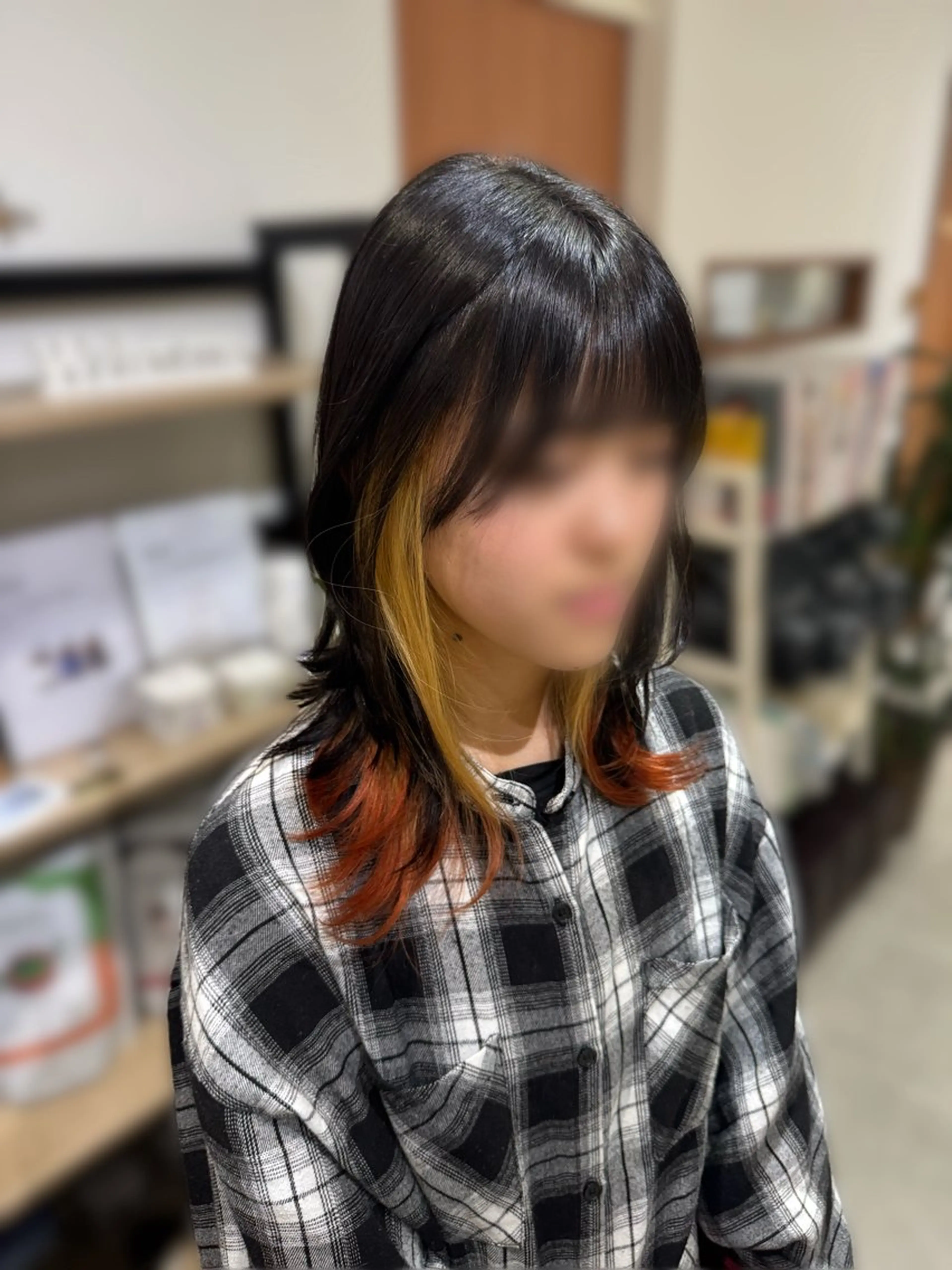 セミロング カラー カット ヘアカラー 藤田 紋芽 Jr.stylistのヘアスタイル