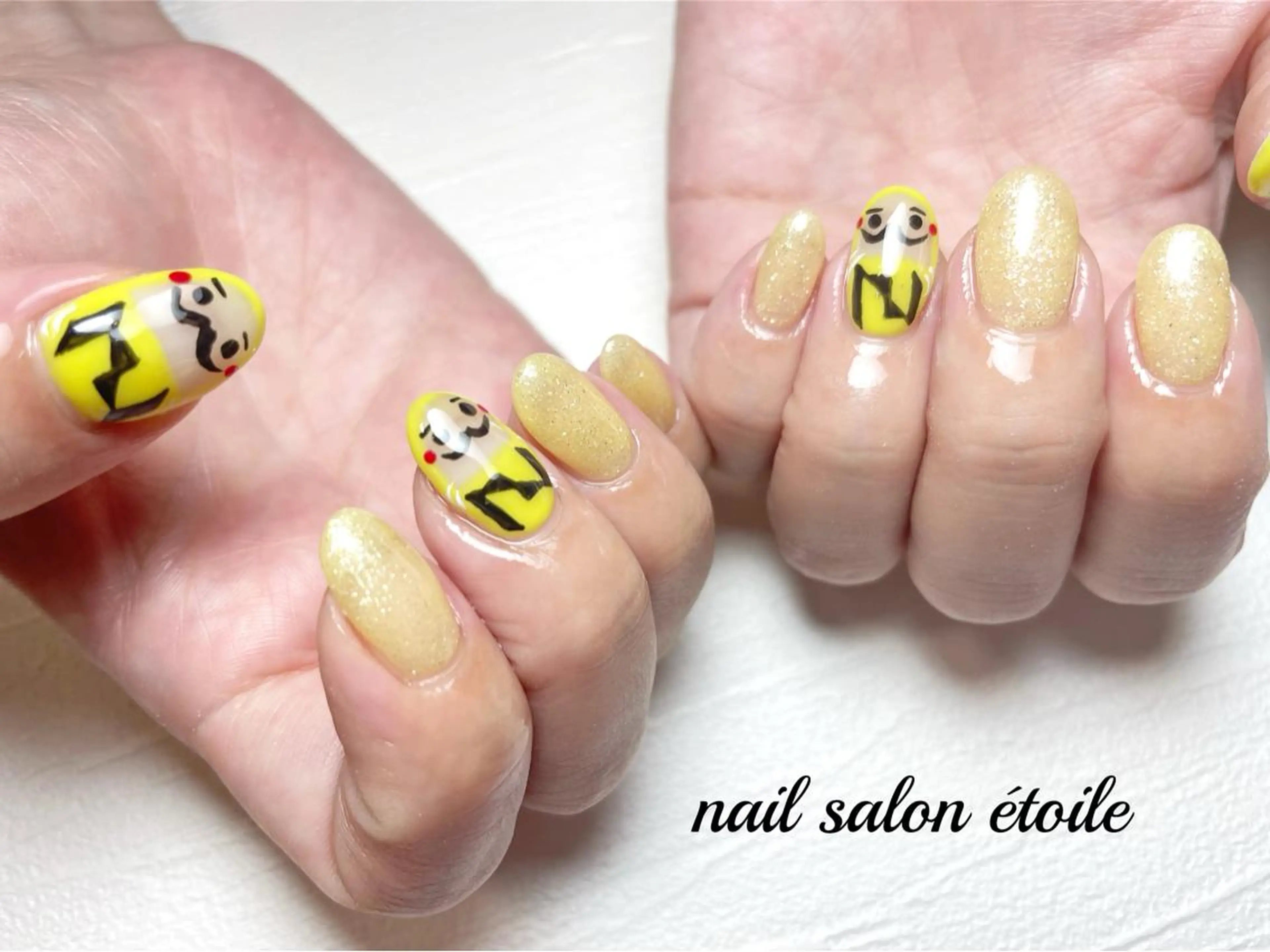 ネイル アートネイル ジェルネイル 黄色 ハンドネイル nail salon étoileのネイルデザイン