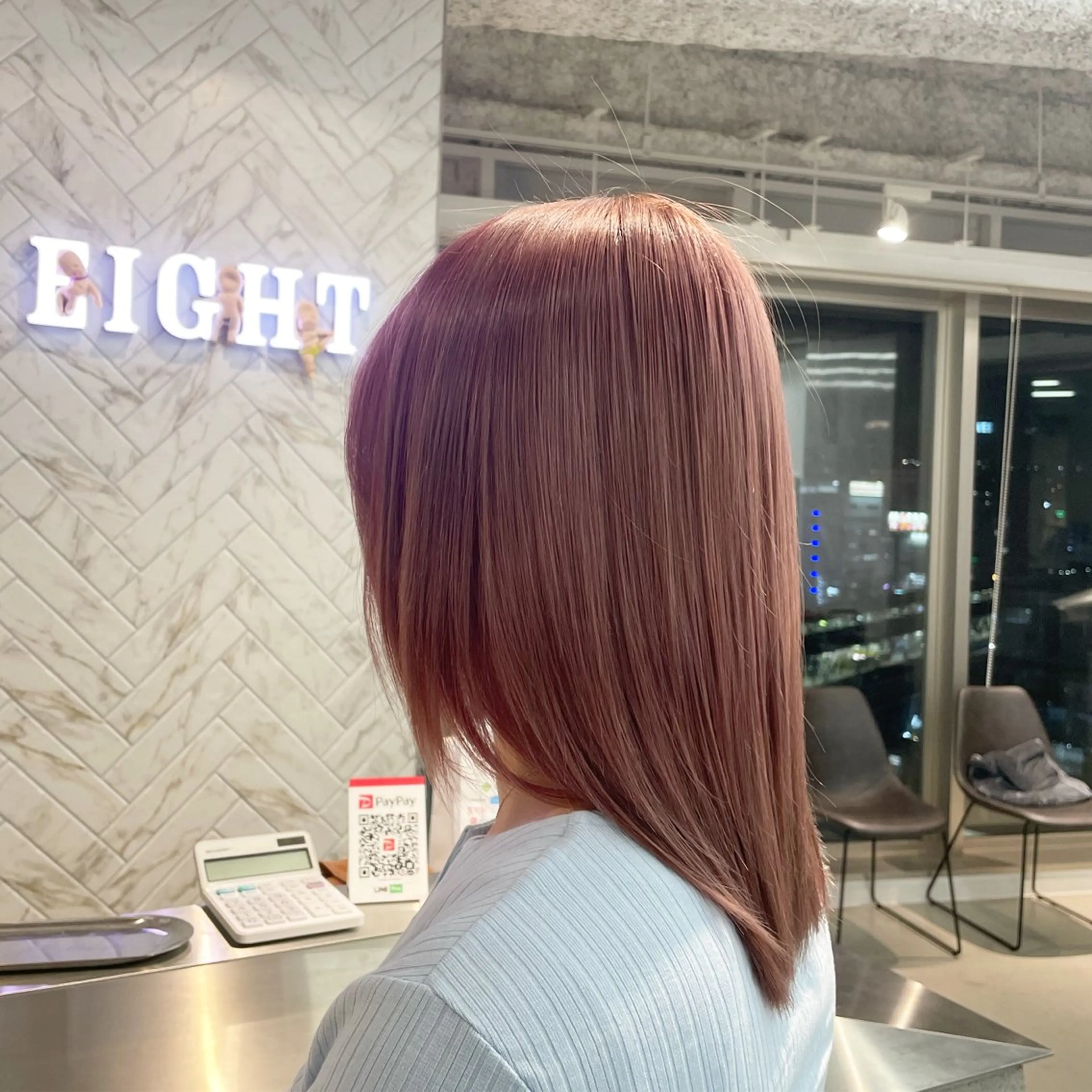 セミロング カラー ベージュカラー ピンクカラー ピンクベージュ ヘアカラー 🌟難波/EIGHT 副店長RIKOのヘアスタイル