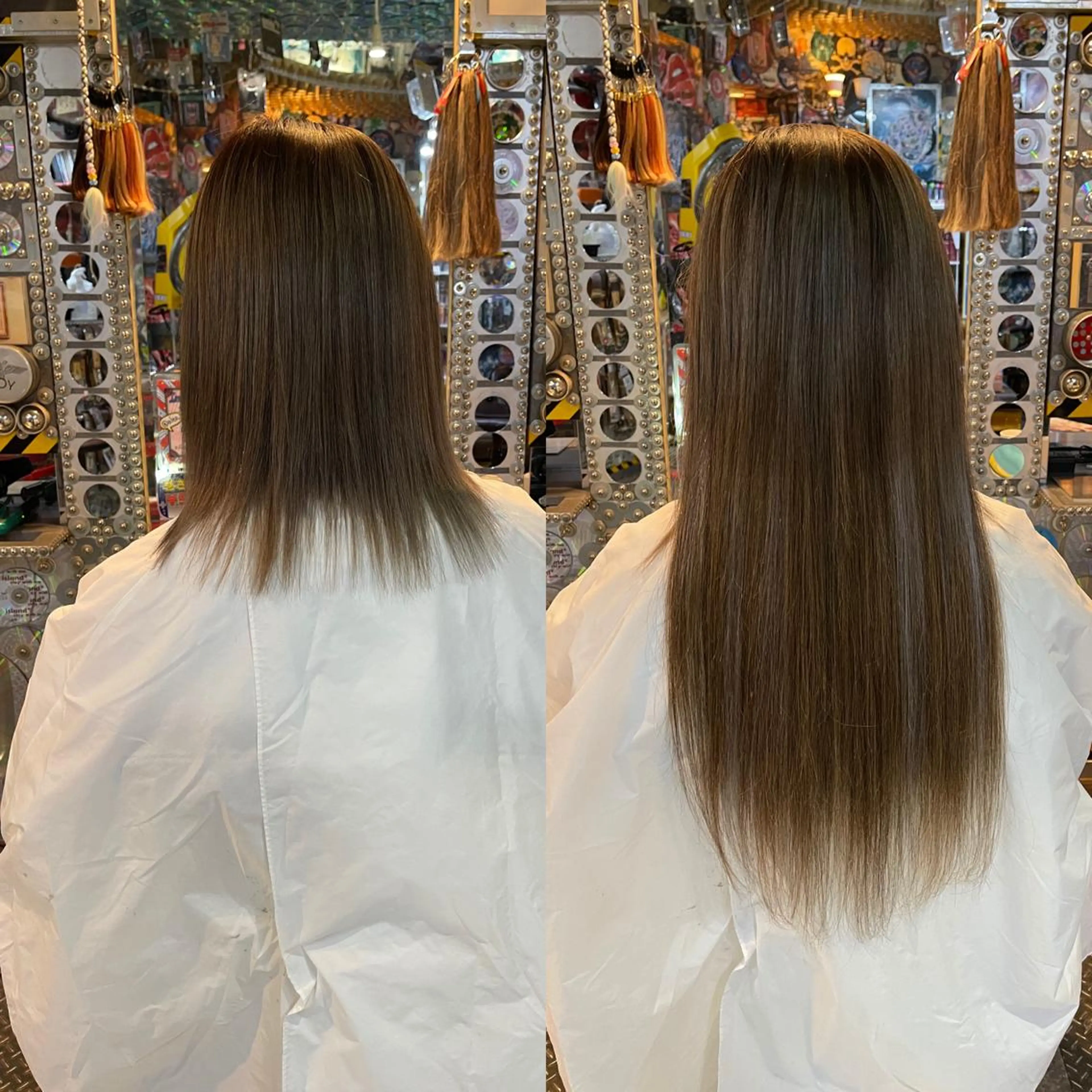 ロング カラー ヘアアレンジ 編み込みエクステ メッシュ エクステ 🌈派手髪エクステ ブレイズ🌈ひろとのヘアスタイル
