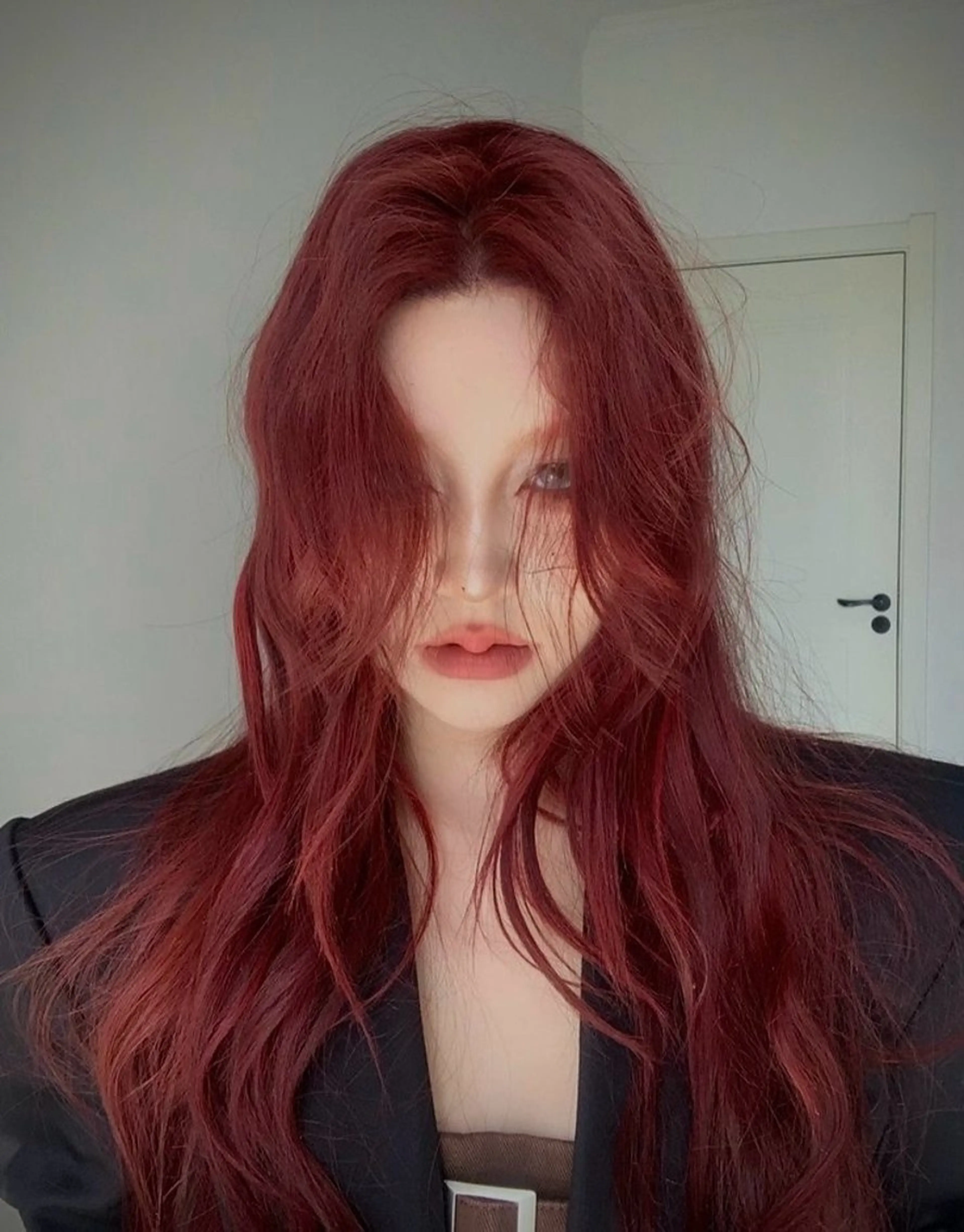 ロング カラー ヘアアレンジ ケアカラー ロング 🩶学生指名No.1 レッド・ボルドー🩶のヘアスタイル