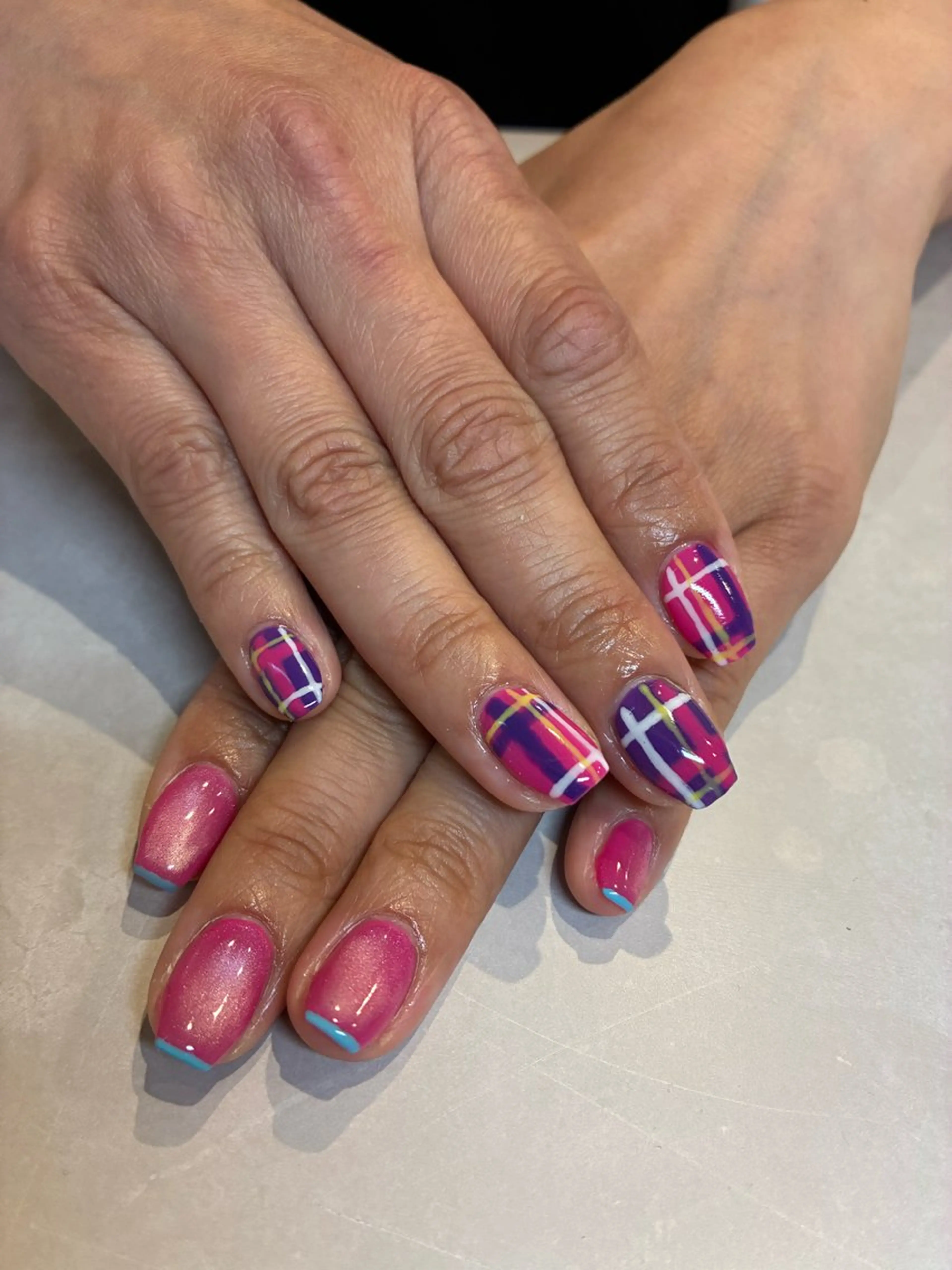 ネイル ハンドネイル Aqua peachのネイルデザイン