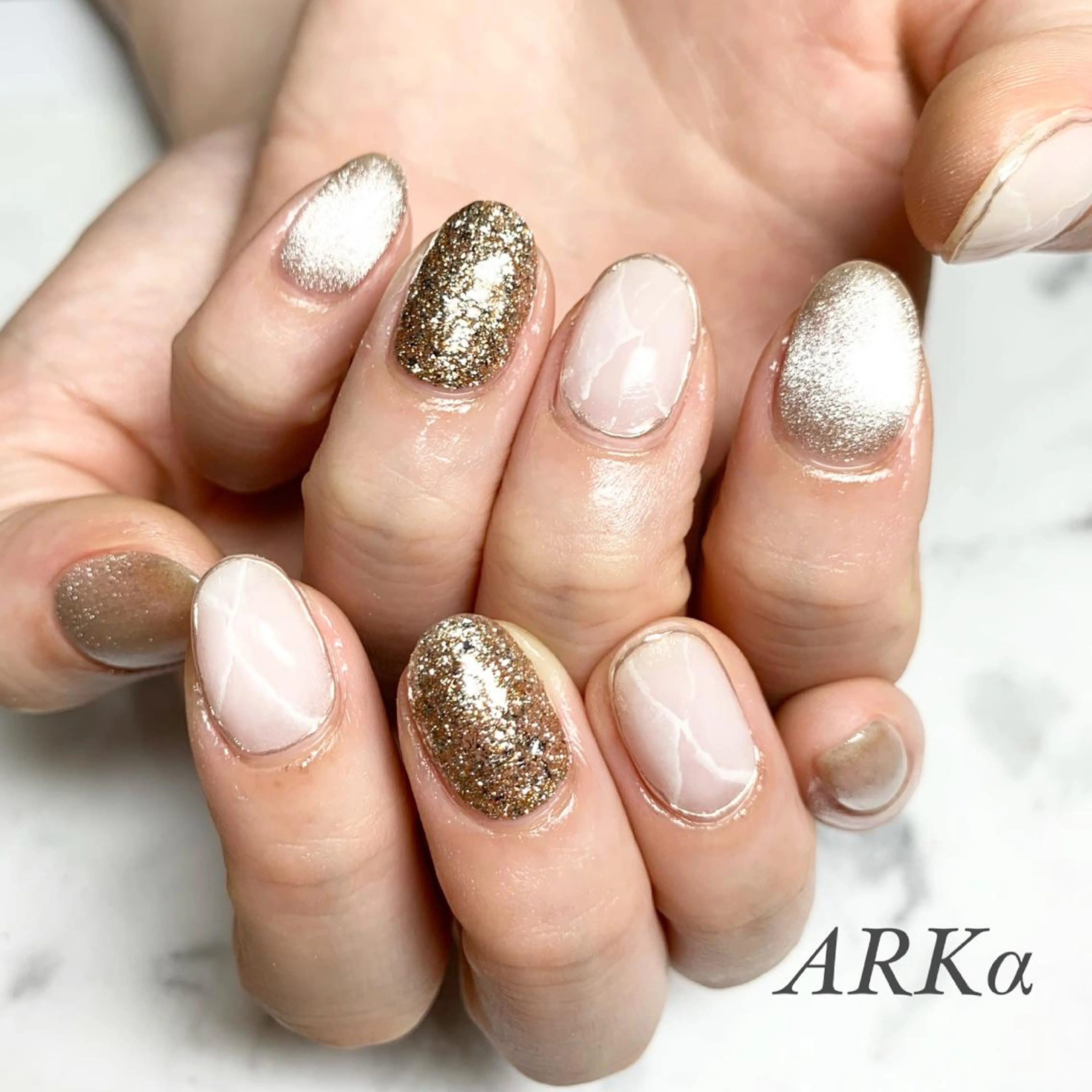 ネイル マグネットネイル ミラーネイル ハンドネイル Nailsalon ARKαのネイルデザイン
