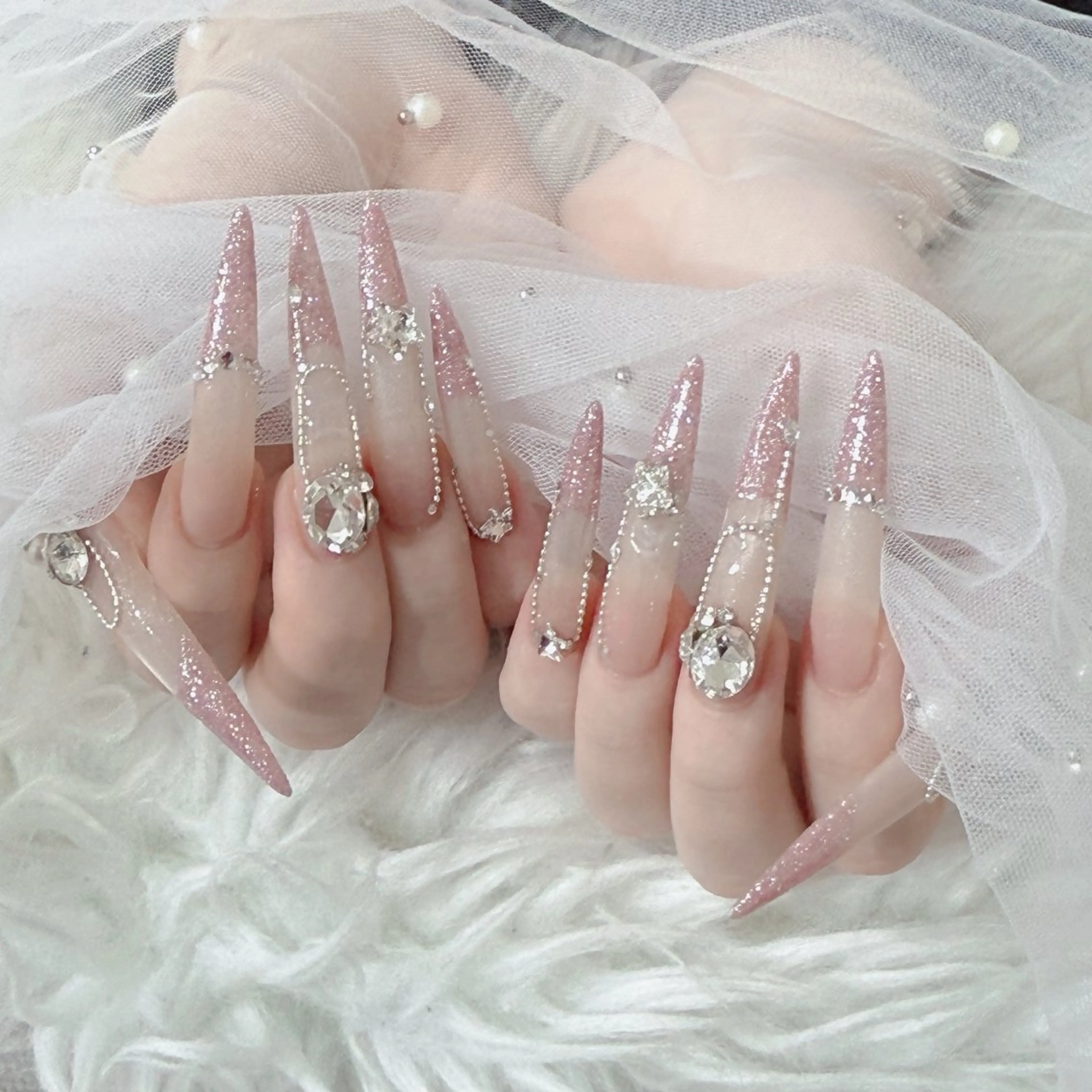 ネイル フットネイル フレンチネイル グラデーション 韓国ネイル ロングネイル ハンドネイル Hani Nail Salonのネイルデザイン