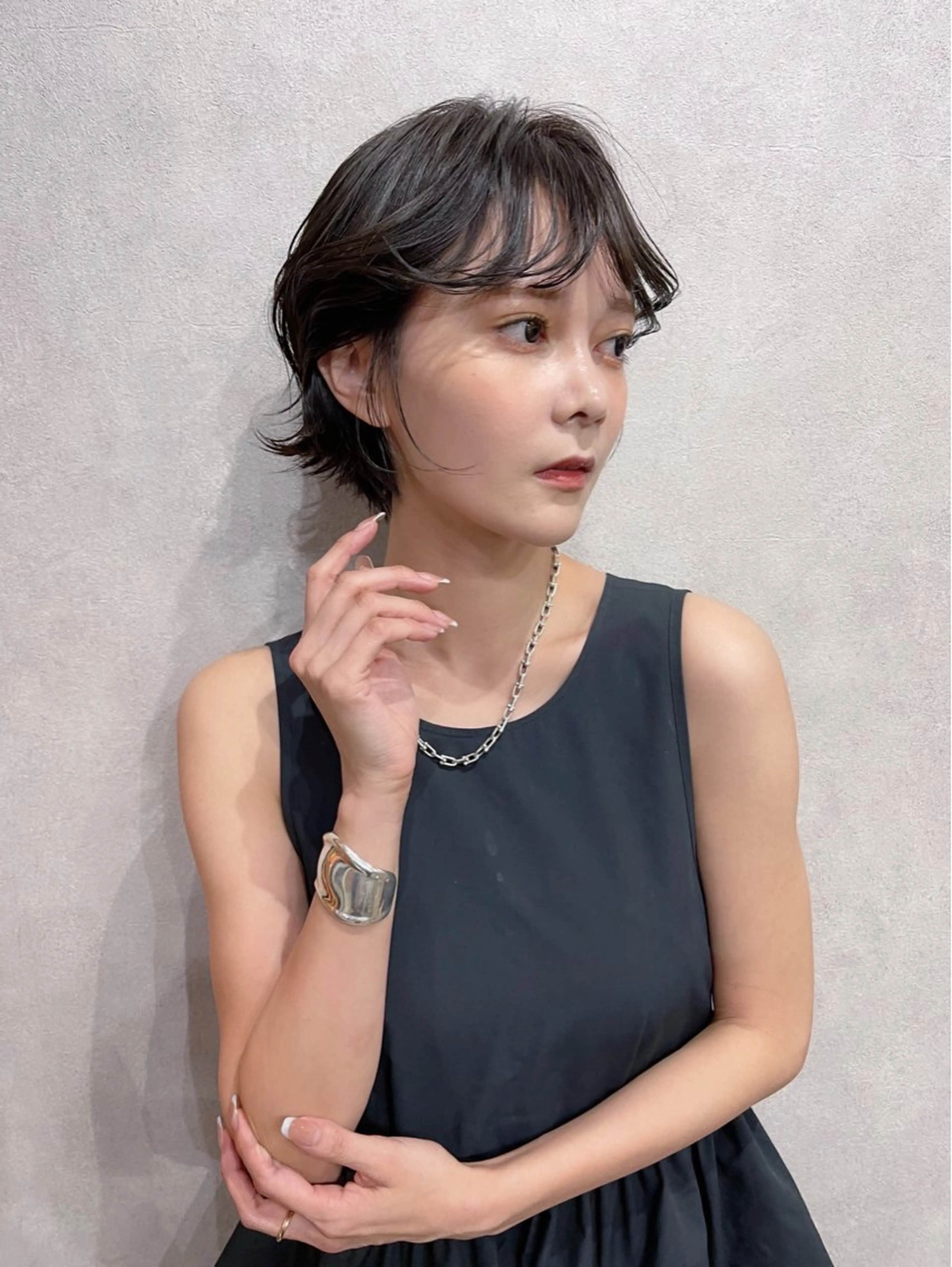 ショート カラー ショートボブ グレージュ オリーブグレージュ オリーブグレー ボブ カット ヘアカラー トリートメント AiM 大名　似合わせカットのヘアスタイル