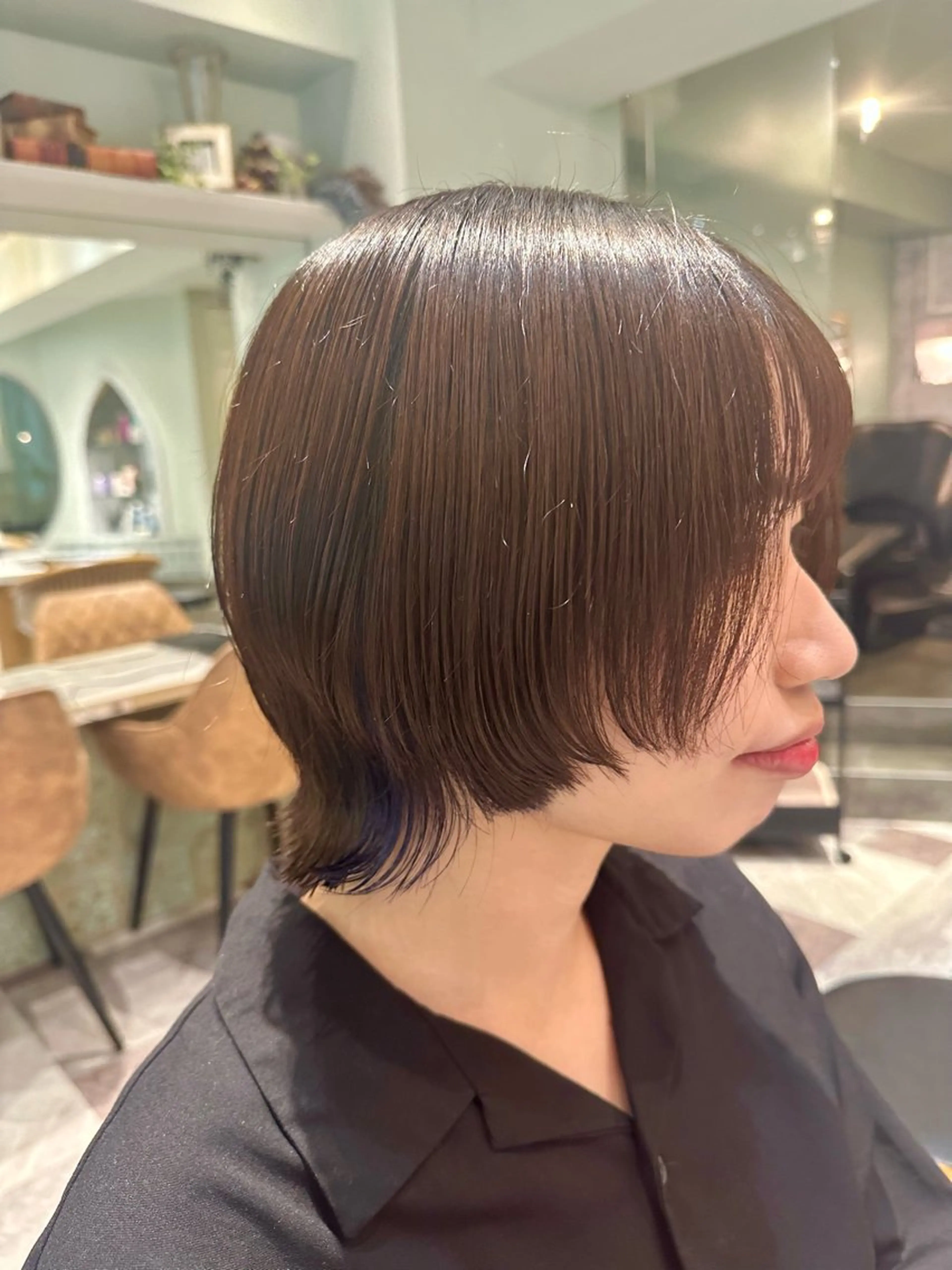 ショート ボブ ハイライト 髪質改善 ウルフカット 渡辺 麻衣のヘアスタイル