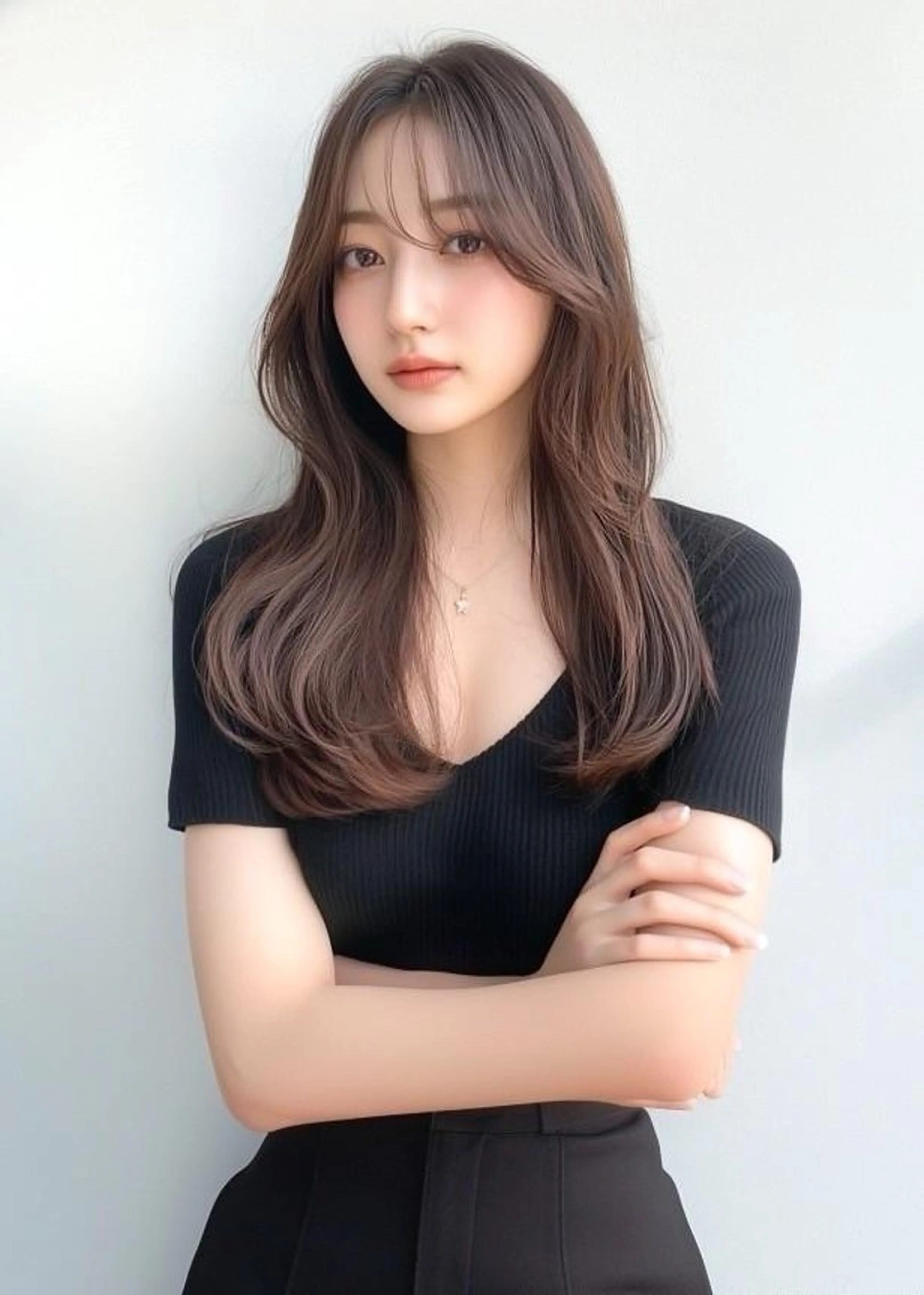 ミディアム ボブ 髪質改善 韓国風ヘア レイヤーカット 小顔カット ヘアカラー 韓国風/髪質改善/ ナガヤアキラのヘアスタイル