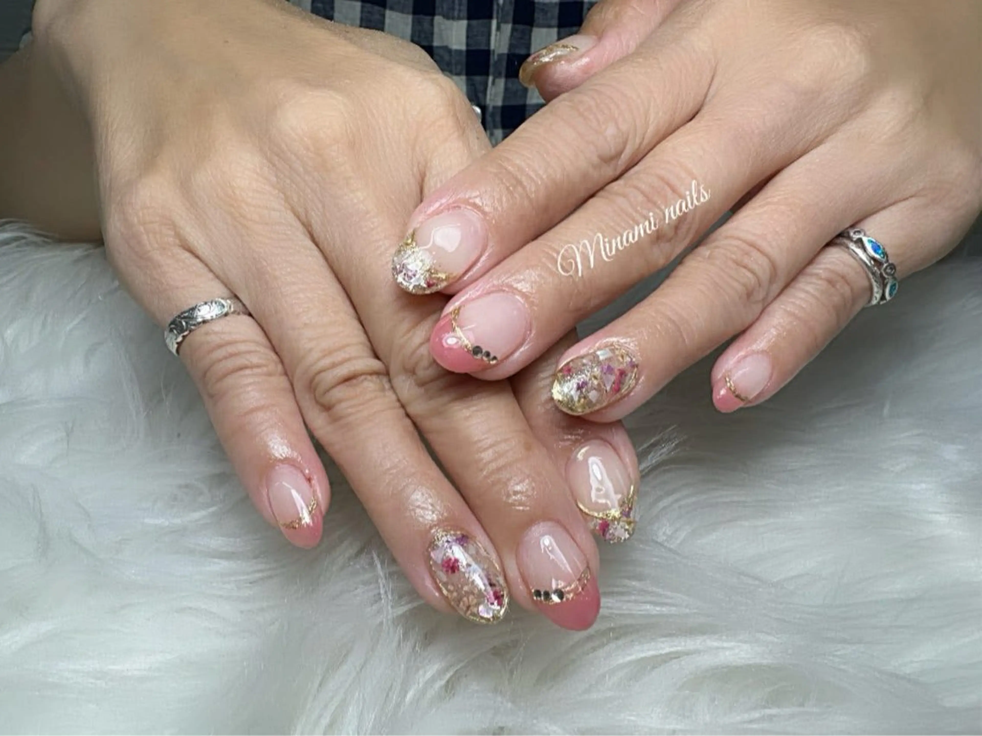 ネイル フラワーネイル フレンチネイル ピンク Minami Nailsのネイルデザイン