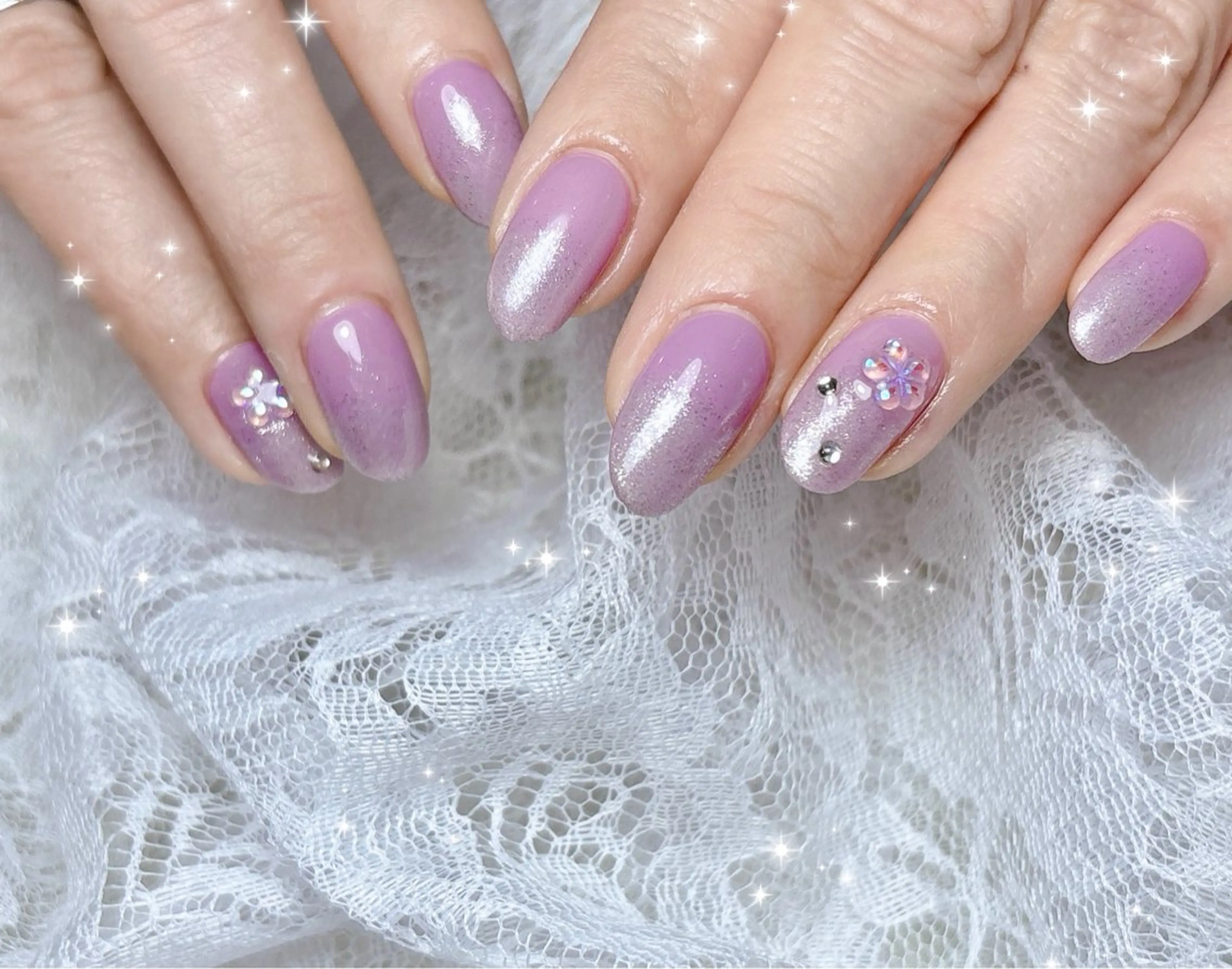 ネイル グラデーション ラメ(グリッター) ラメグラデーション ハンドネイル FLARE NAIL フレアネイルのネイルデザイン