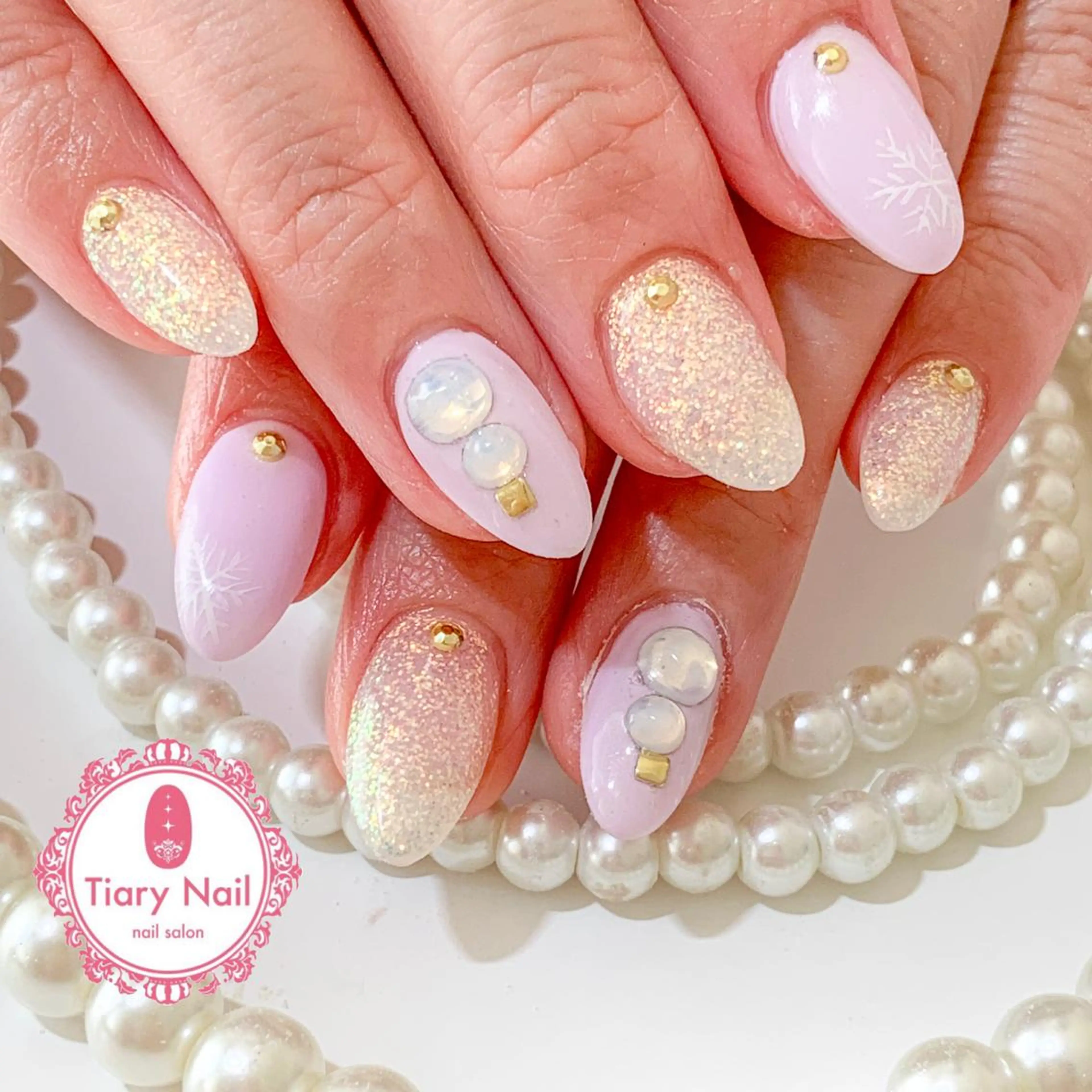 ネイル 桜ネイル 成人式 オフィスネイル ハンドネイル 💗🪽Tiary Nail🪽💗のネイルデザイン