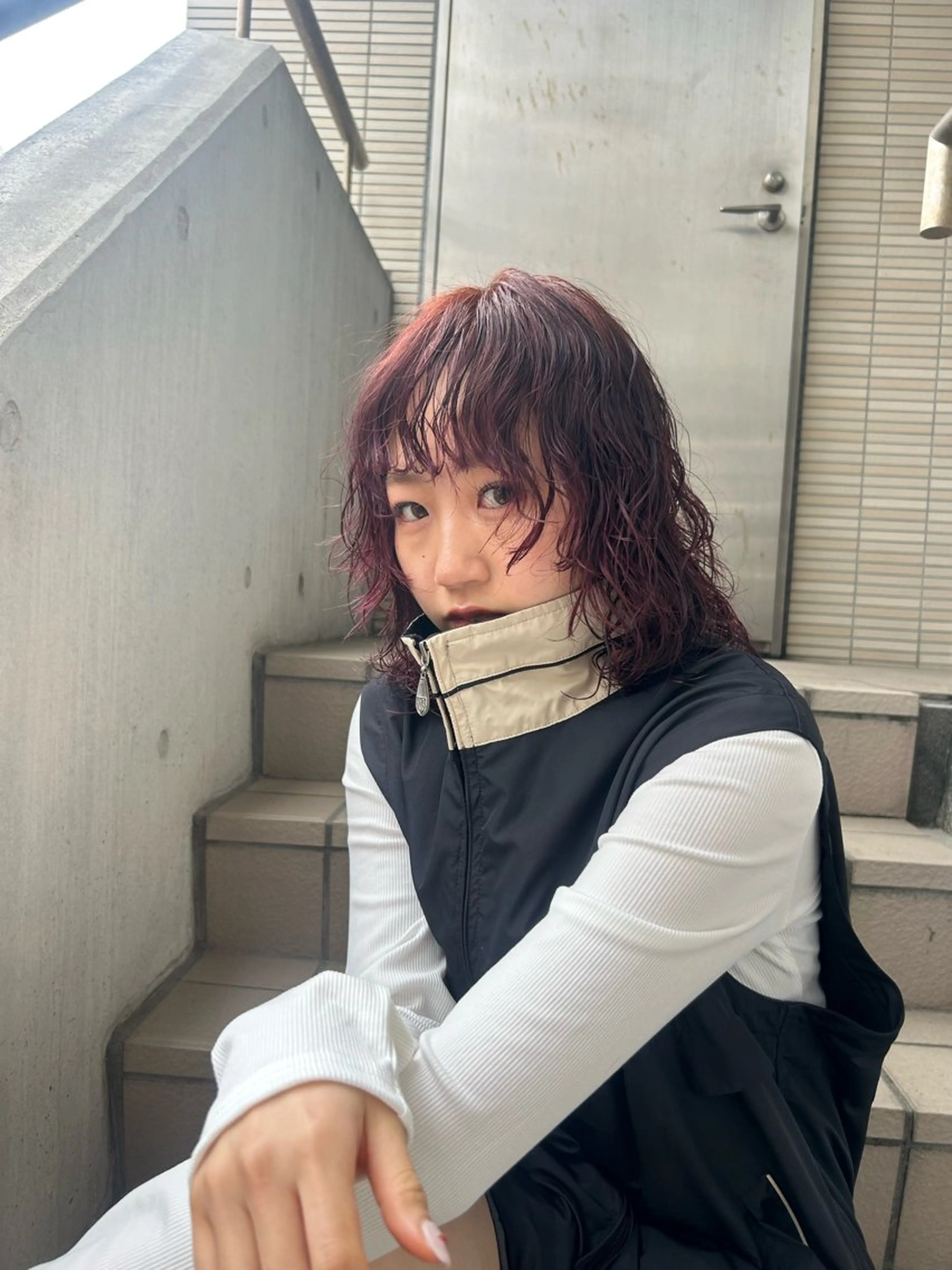 ミディアム ミディアムパーマ カット ヘアカラー パーマ ayano/パーマ/ 暖色カラーのヘアスタイル